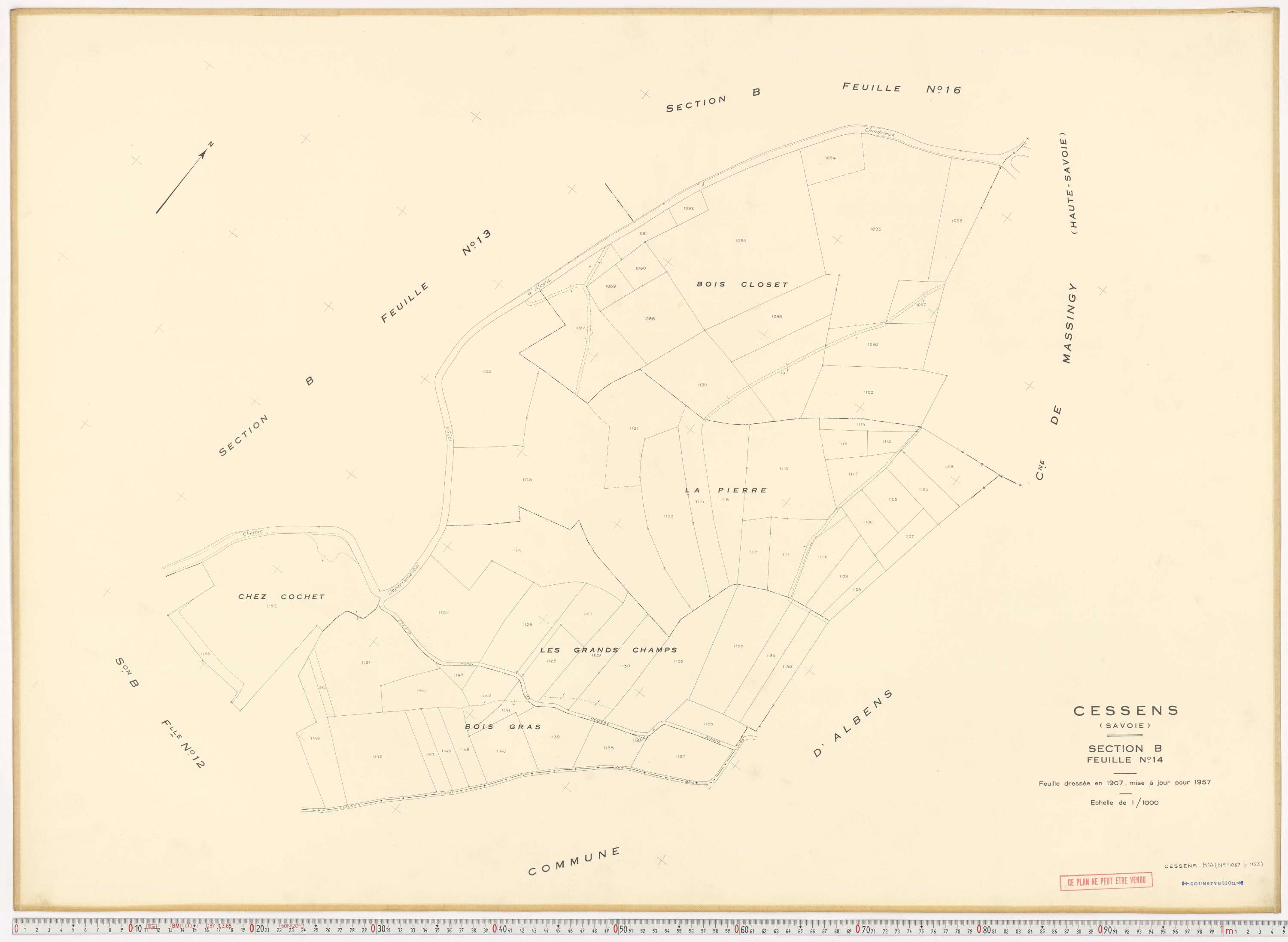 Cessens - Plans cadastraux du cadastre rénové en 1957 et mis à jour en 1988.