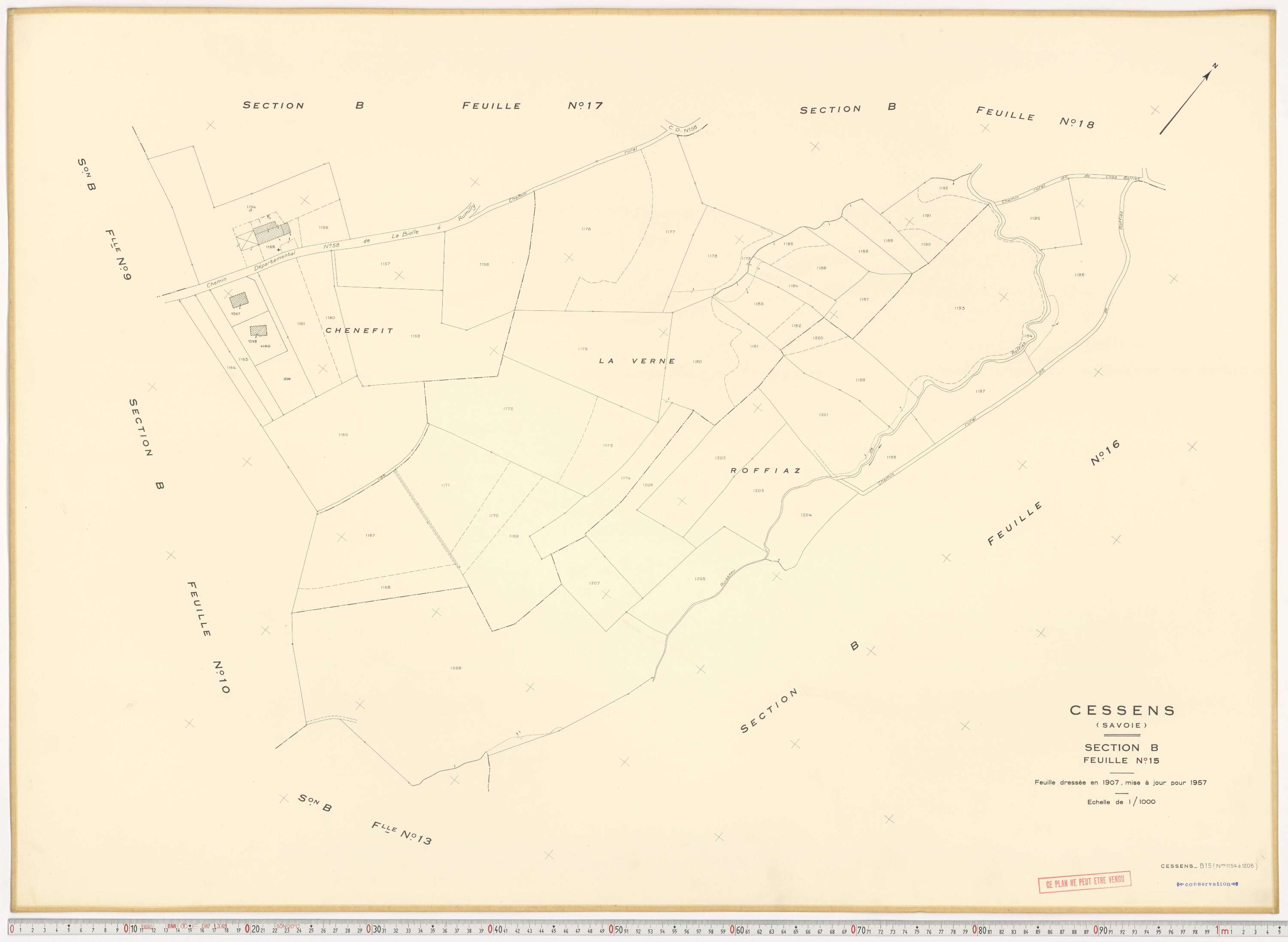Cessens - Plans cadastraux du cadastre rénové en 1957 et mis à jour en 1988.