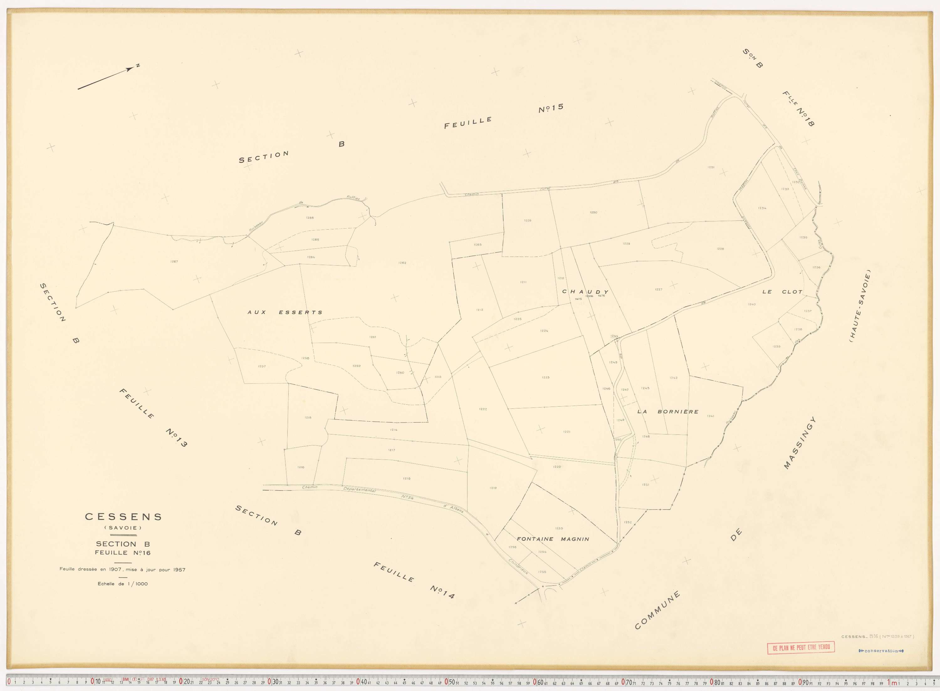 Cessens - Plans cadastraux du cadastre rénové en 1957 et mis à jour en 1988.