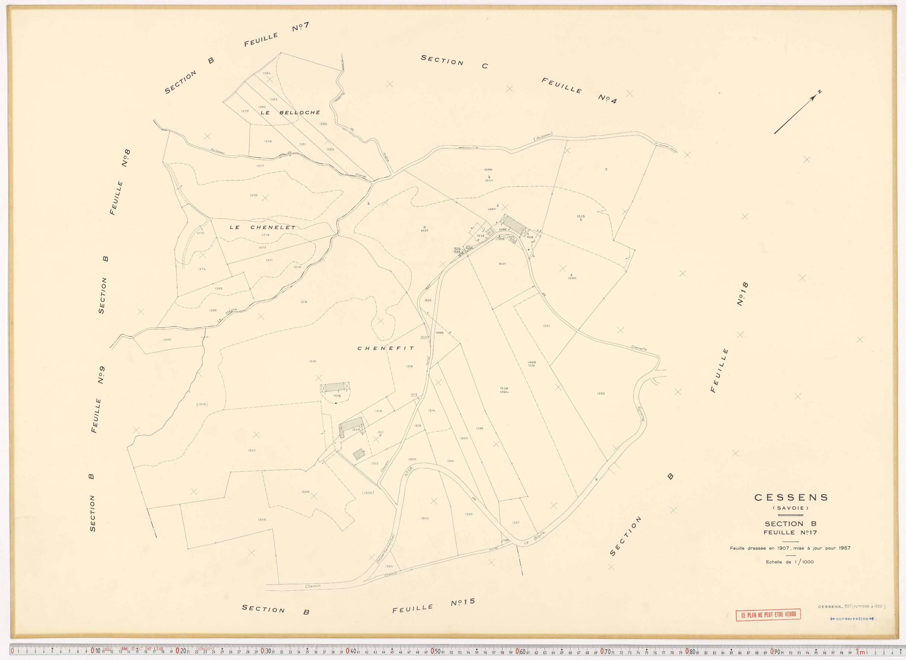 Cessens - Plans cadastraux du cadastre rénové en 1957 et mis à jour en 1988.