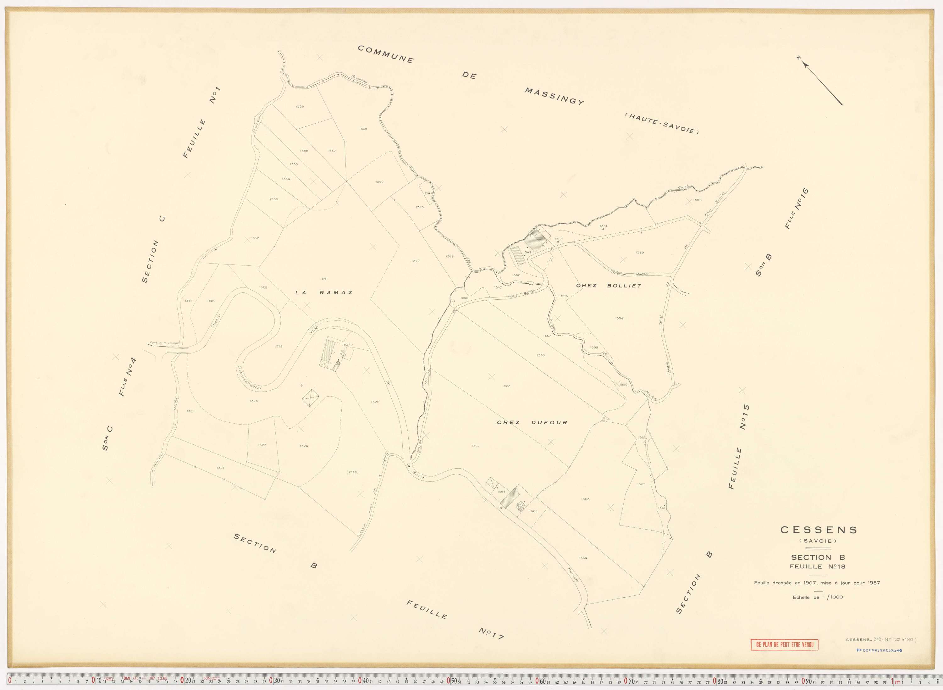 Cessens - Plans cadastraux du cadastre rénové en 1957 et mis à jour en 1988.