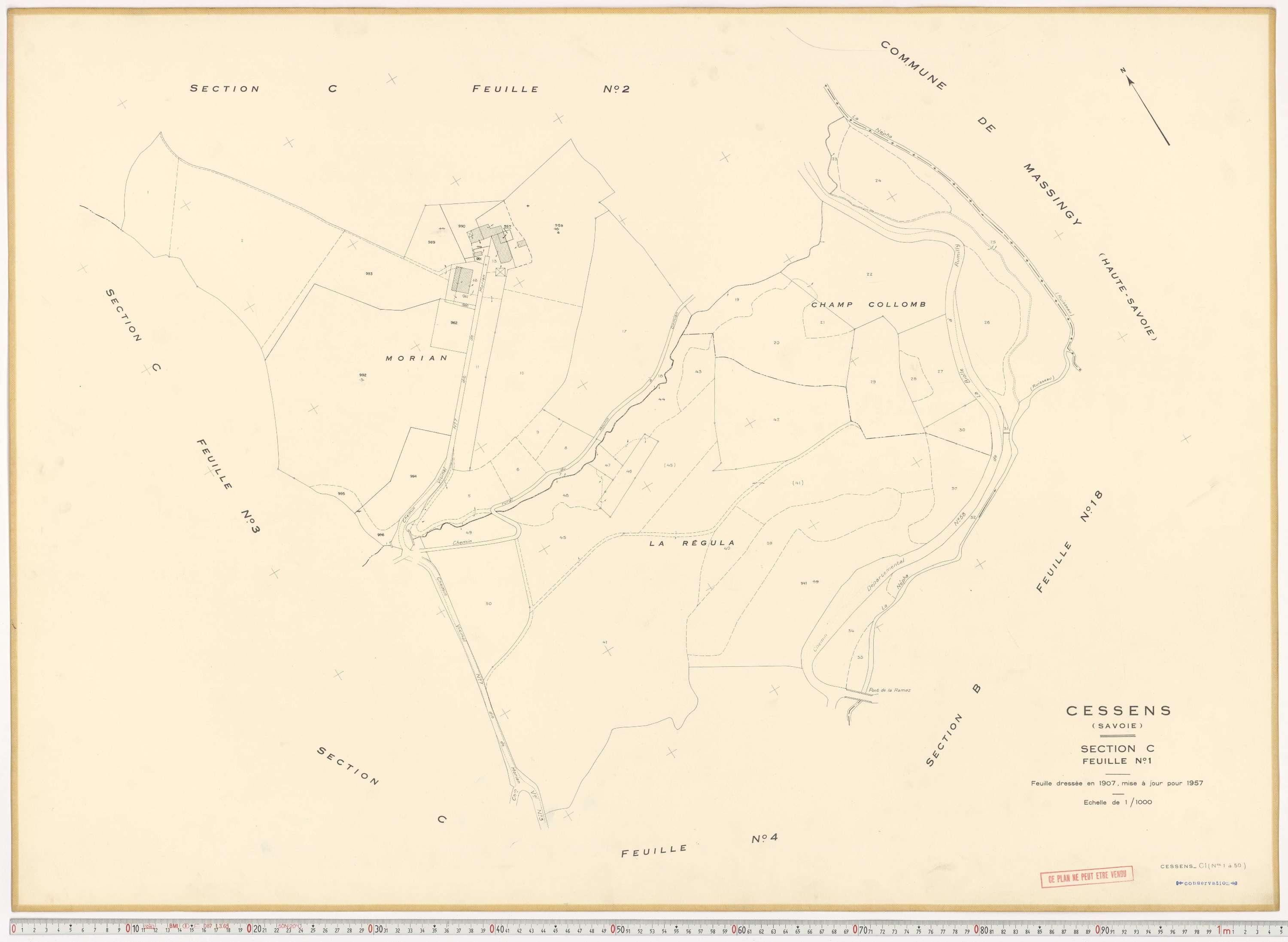 Cessens - Plans cadastraux du cadastre rénové en 1957 et mis à jour en 1988.