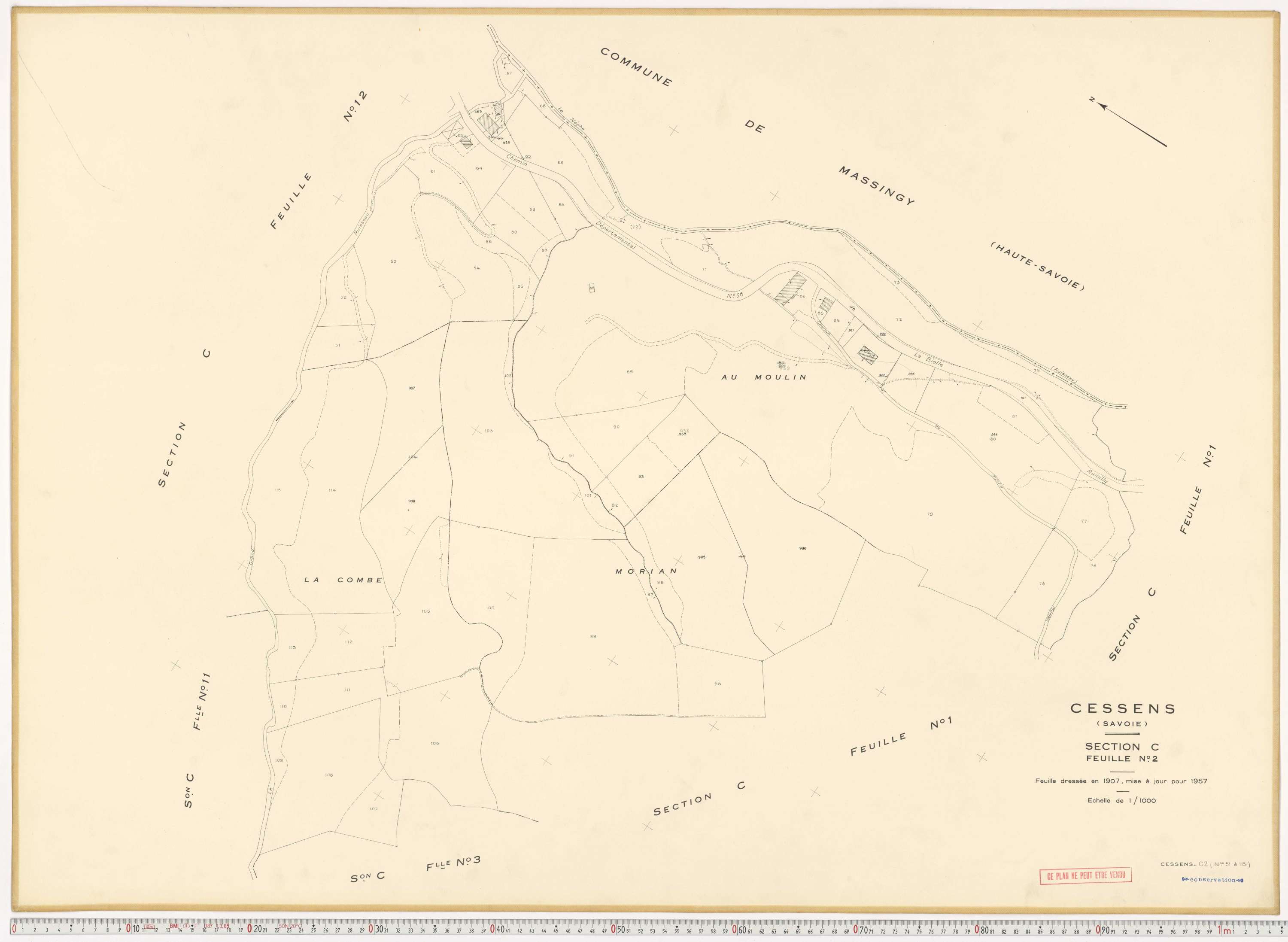 Cessens - Plans cadastraux du cadastre rénové en 1957 et mis à jour en 1988.