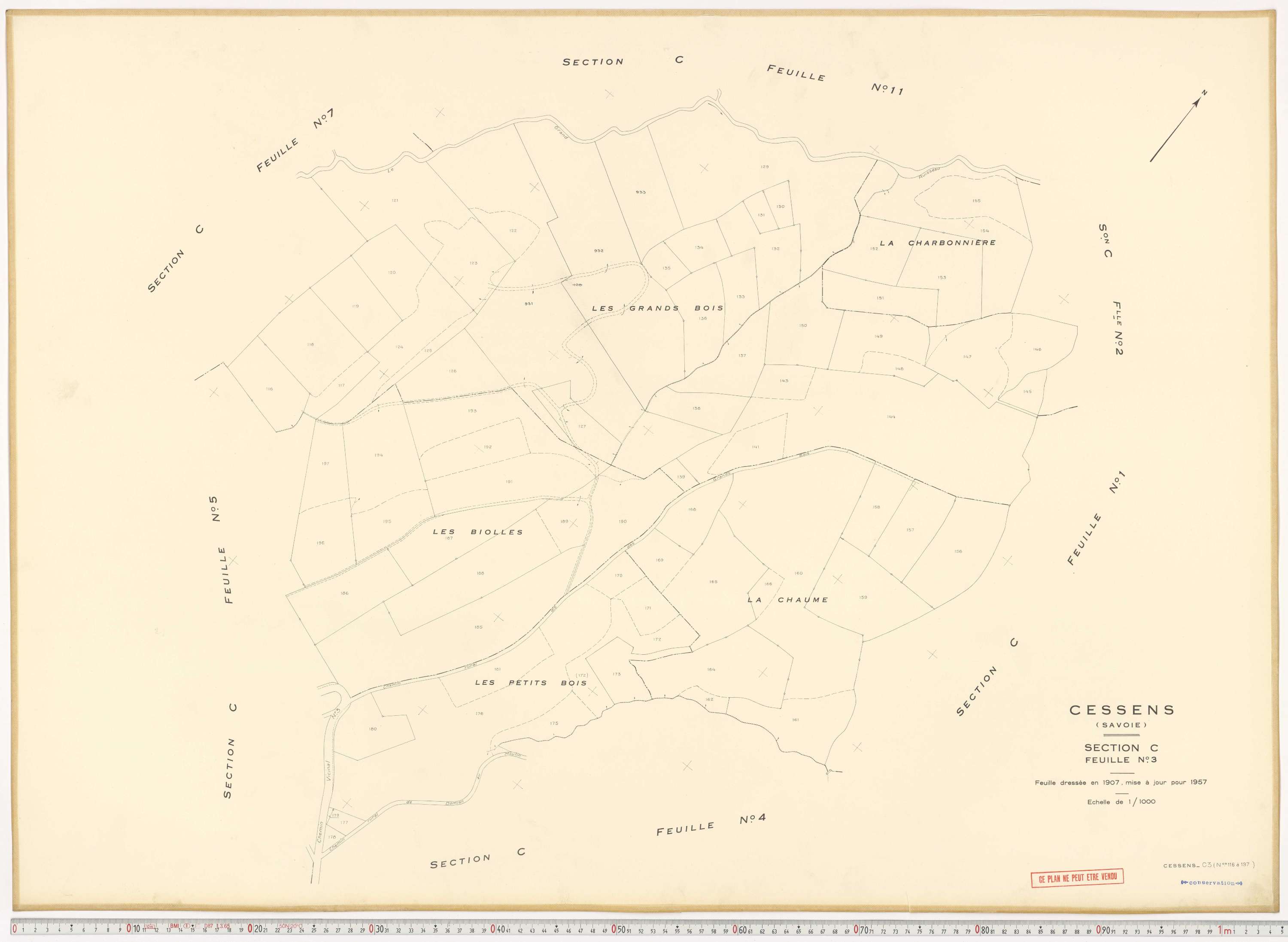 Cessens - Plans cadastraux du cadastre rénové en 1957 et mis à jour en 1988.