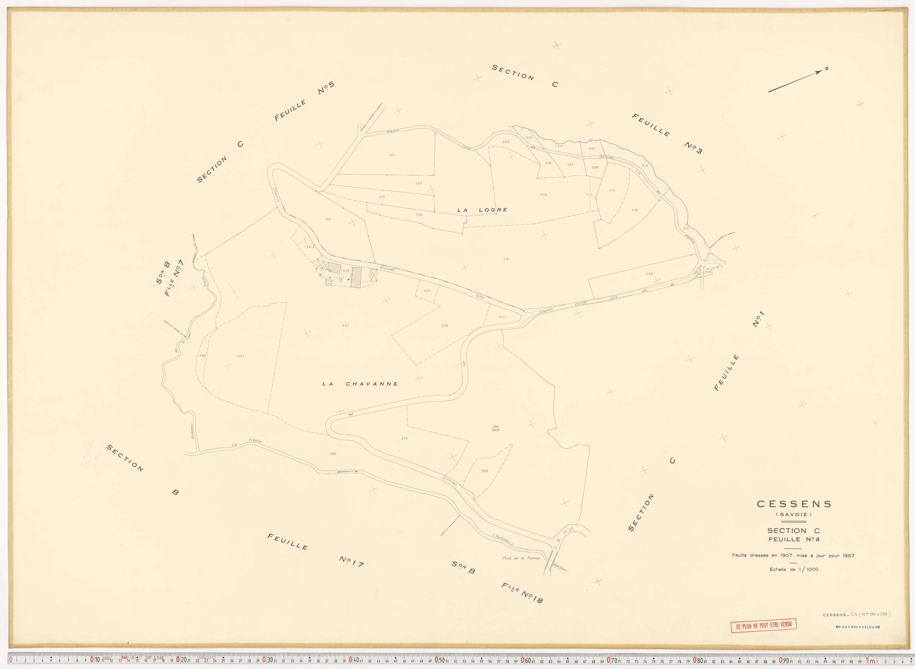 Cessens - Plans cadastraux du cadastre rénové en 1957 et mis à jour en 1988.