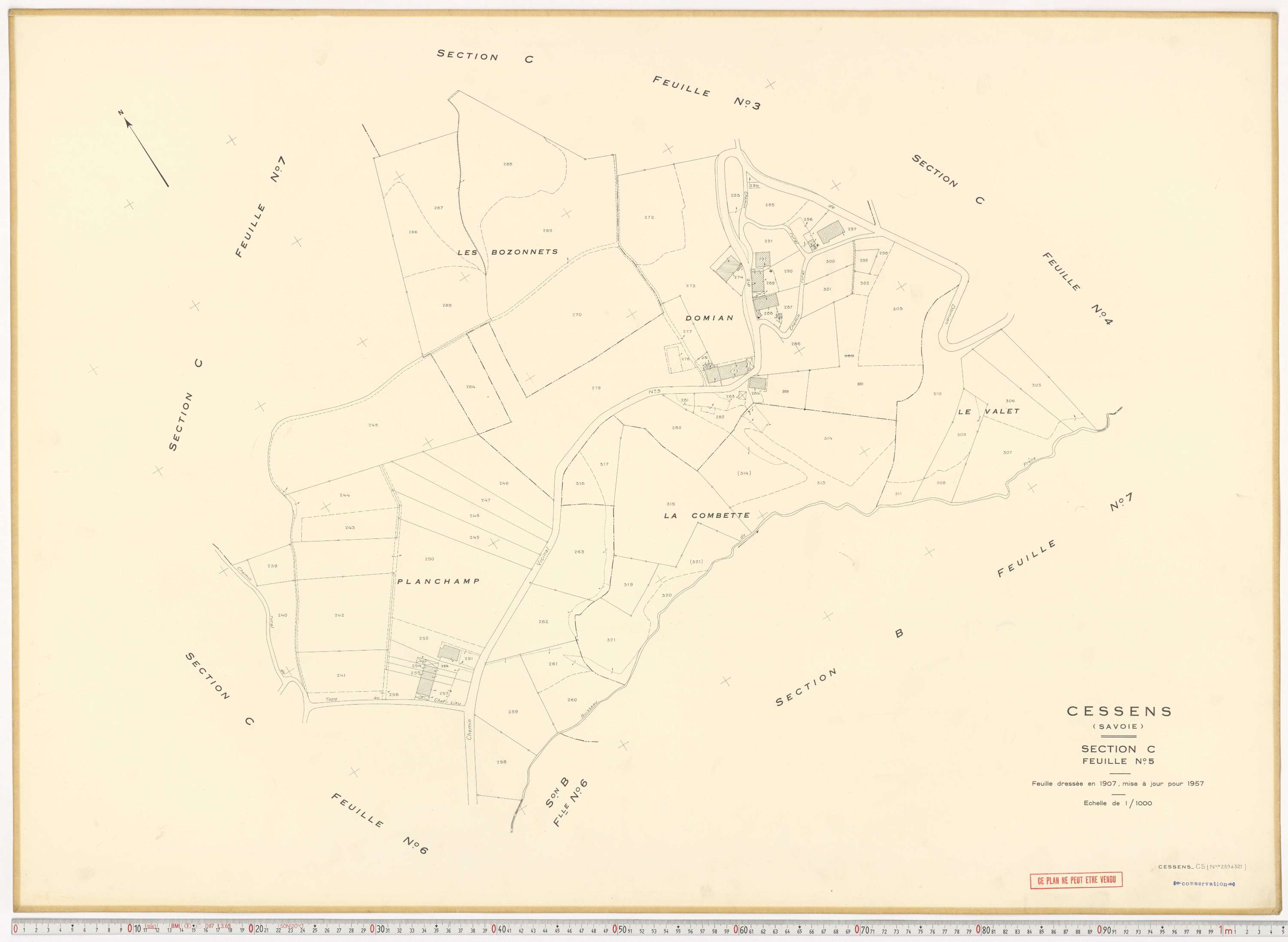 Cessens - Plans cadastraux du cadastre rénové en 1957 et mis à jour en 1988.