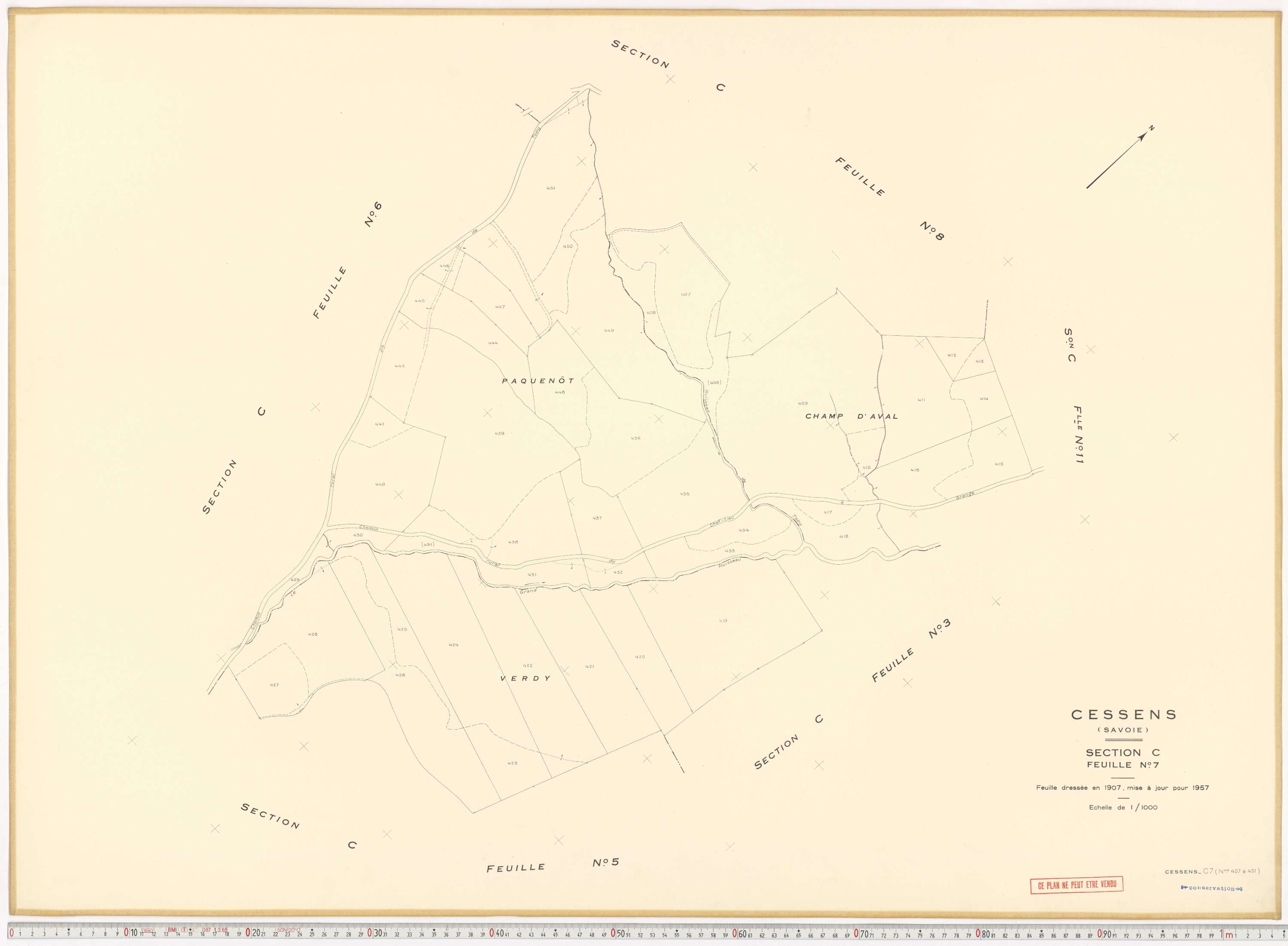 Cessens - Plans cadastraux du cadastre rénové en 1957 et mis à jour en 1988.