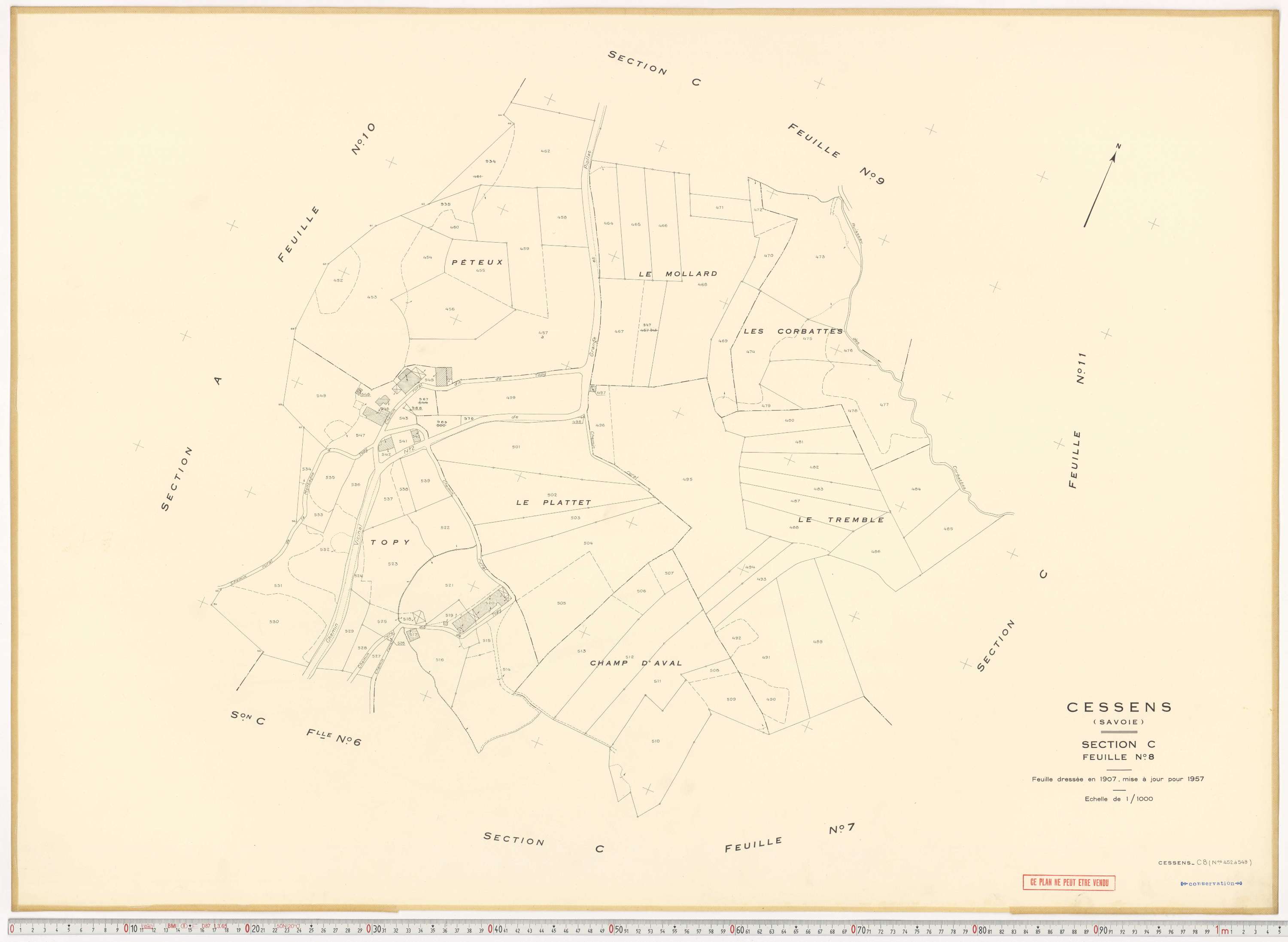 Cessens - Plans cadastraux du cadastre rénové en 1957 et mis à jour en 1988.