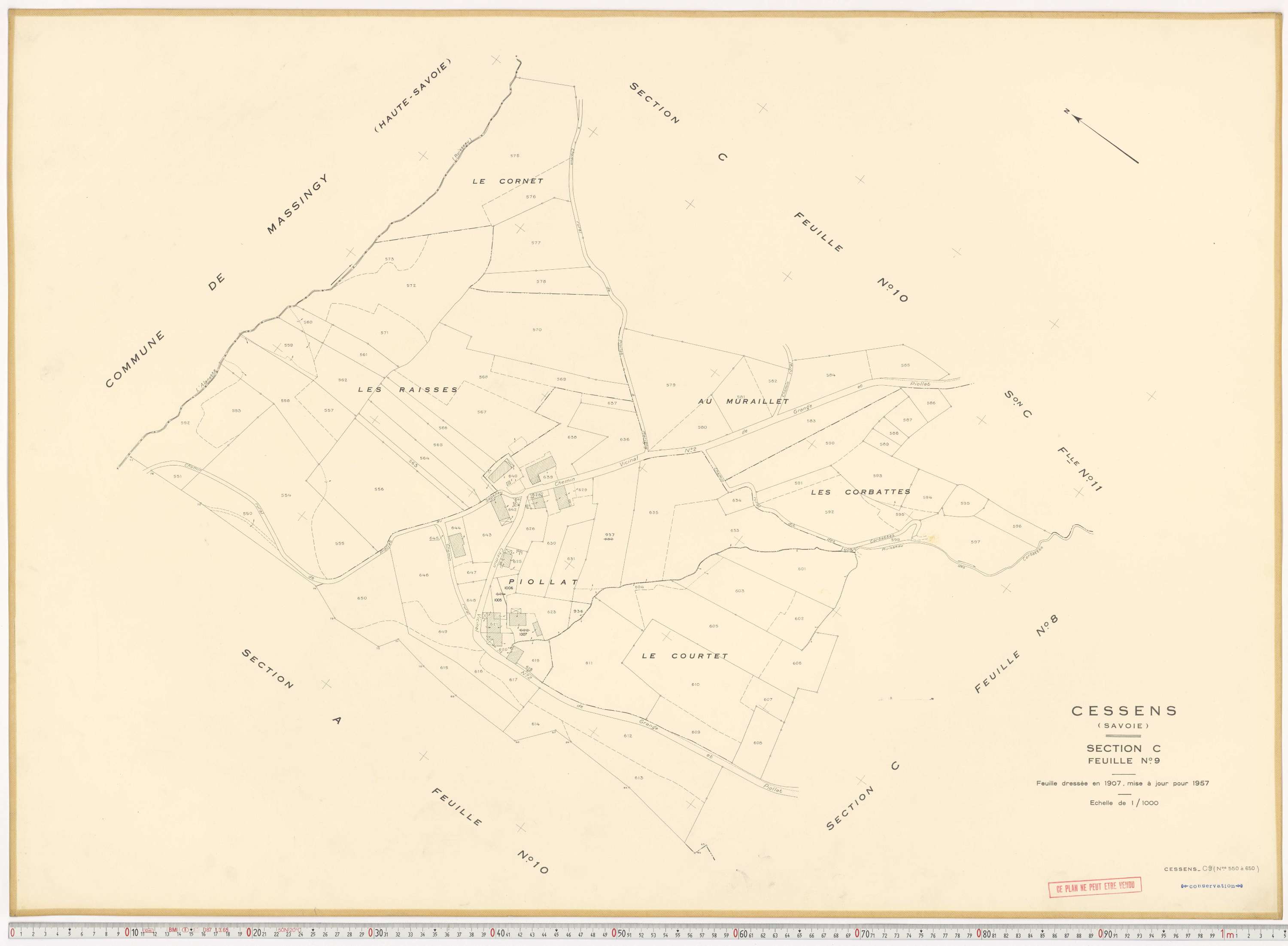 Cessens - Plans cadastraux du cadastre rénové en 1957 et mis à jour en 1988.