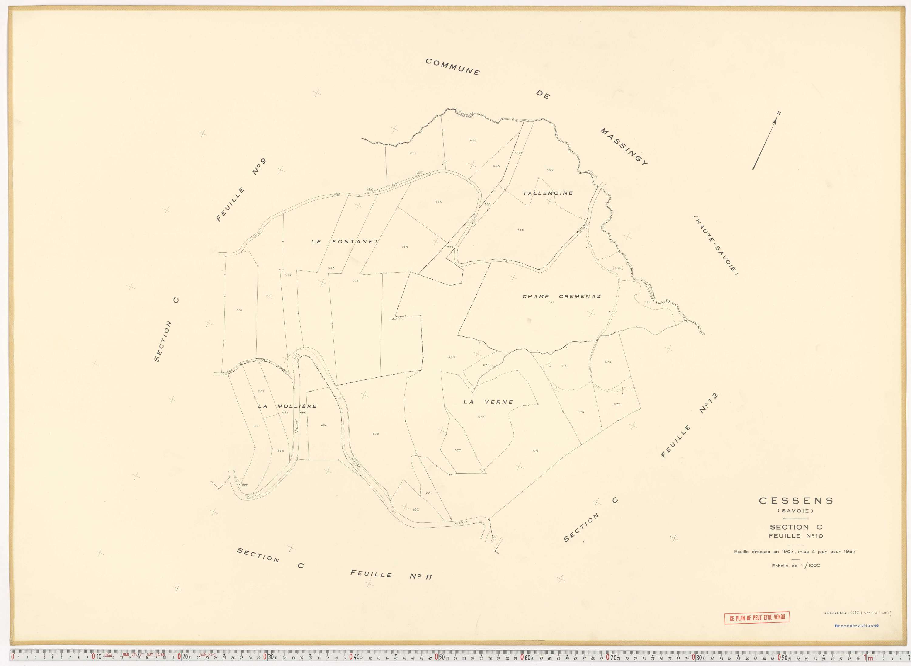 Cessens - Plans cadastraux du cadastre rénové en 1957 et mis à jour en 1988.