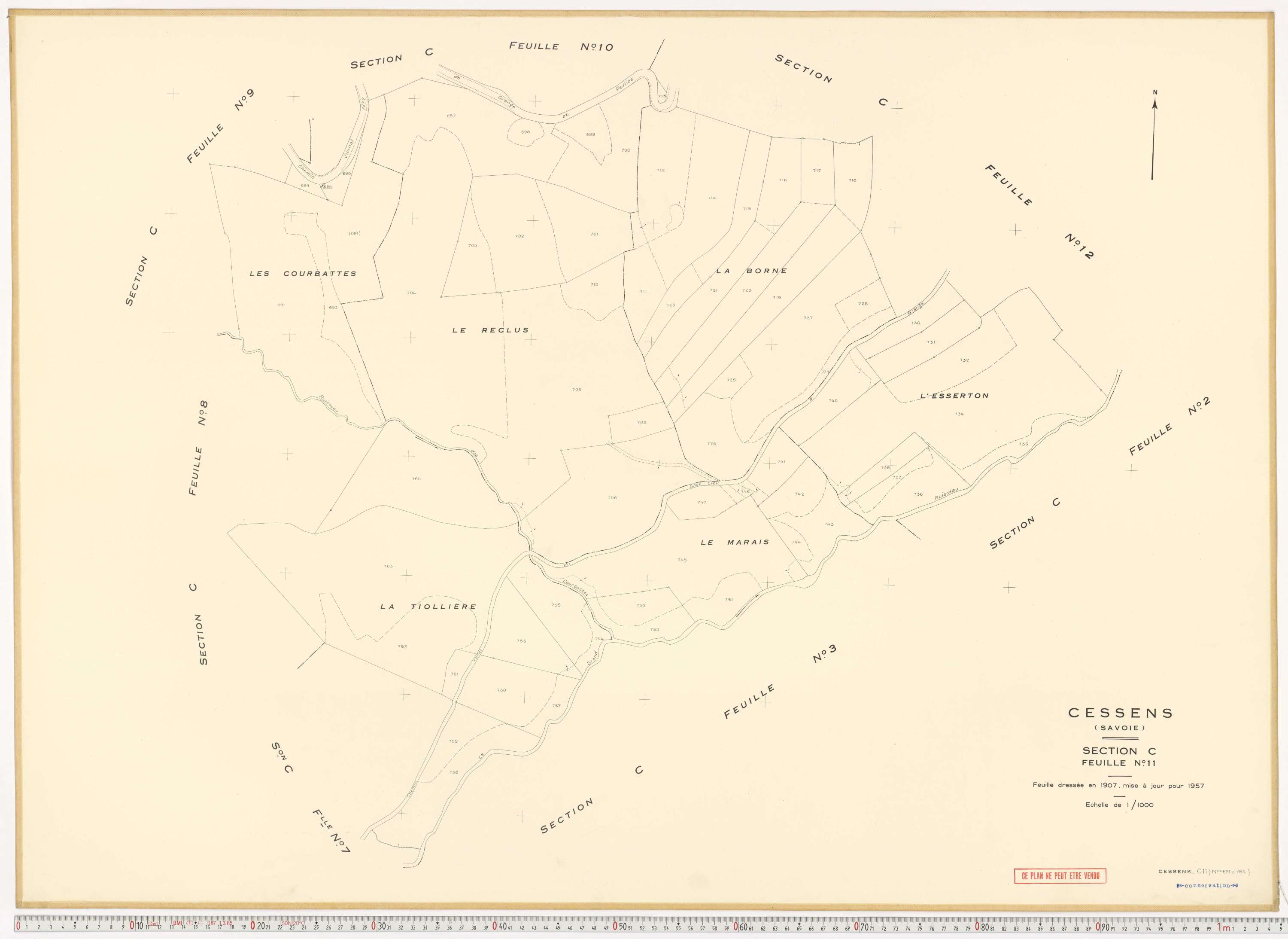 Cessens - Plans cadastraux du cadastre rénové en 1957 et mis à jour en 1988.