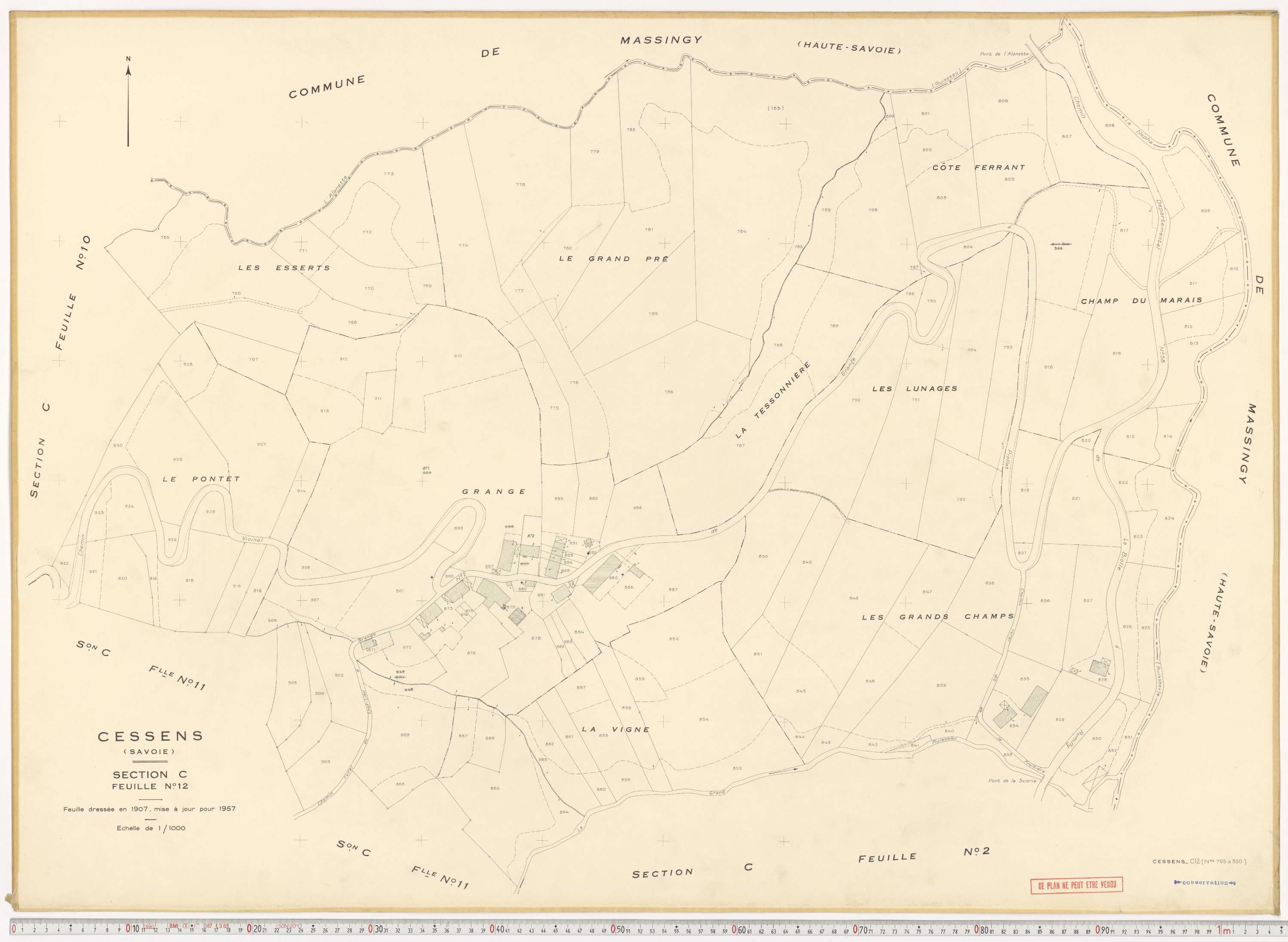 Cessens - Plans cadastraux du cadastre rénové en 1957 et mis à jour en 1988.