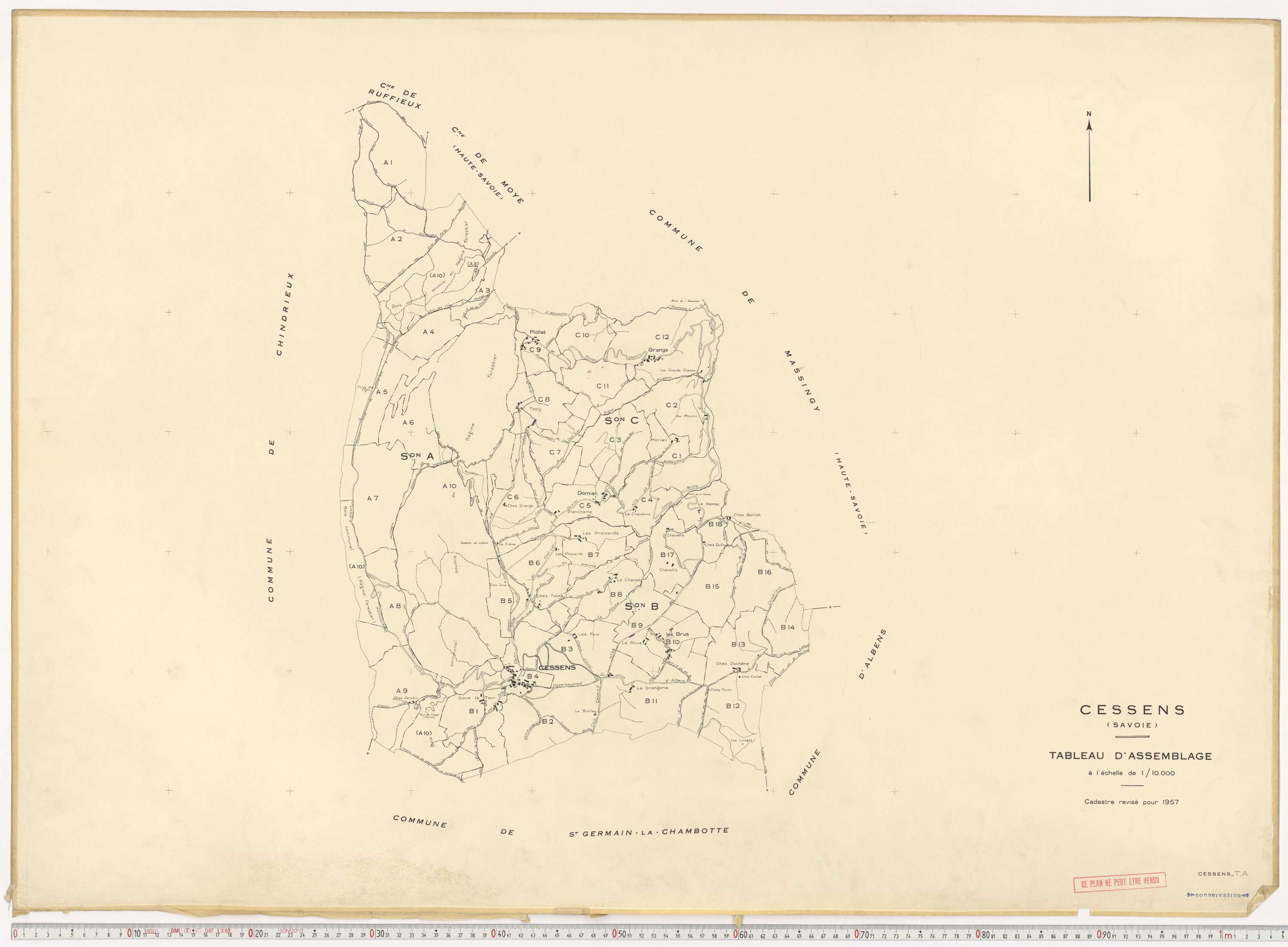 Cessens - Plans cadastraux du cadastre rénové en 1957 et mis à jour en 1988.