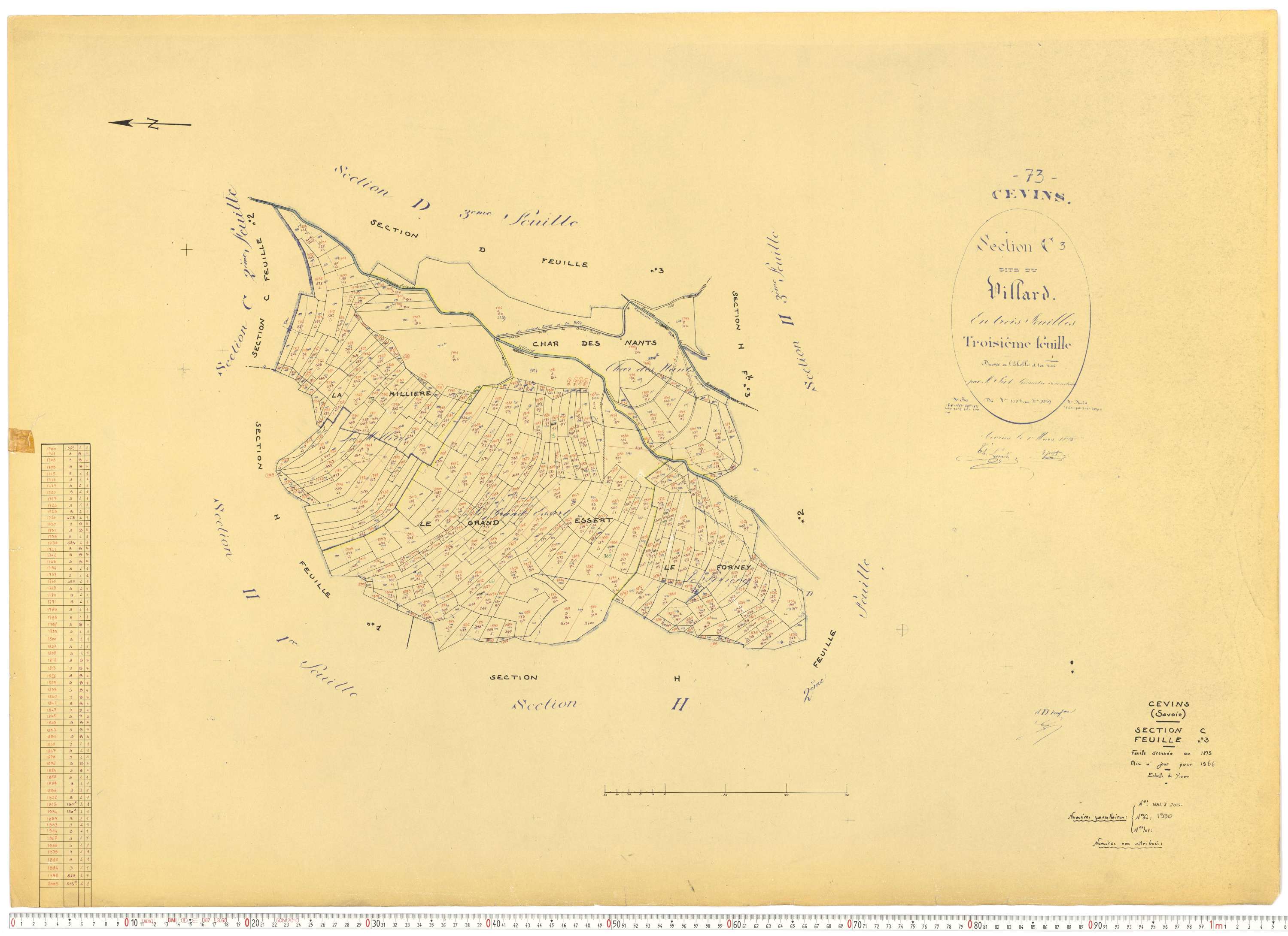 Cevins - Cadastre rénové (1966).