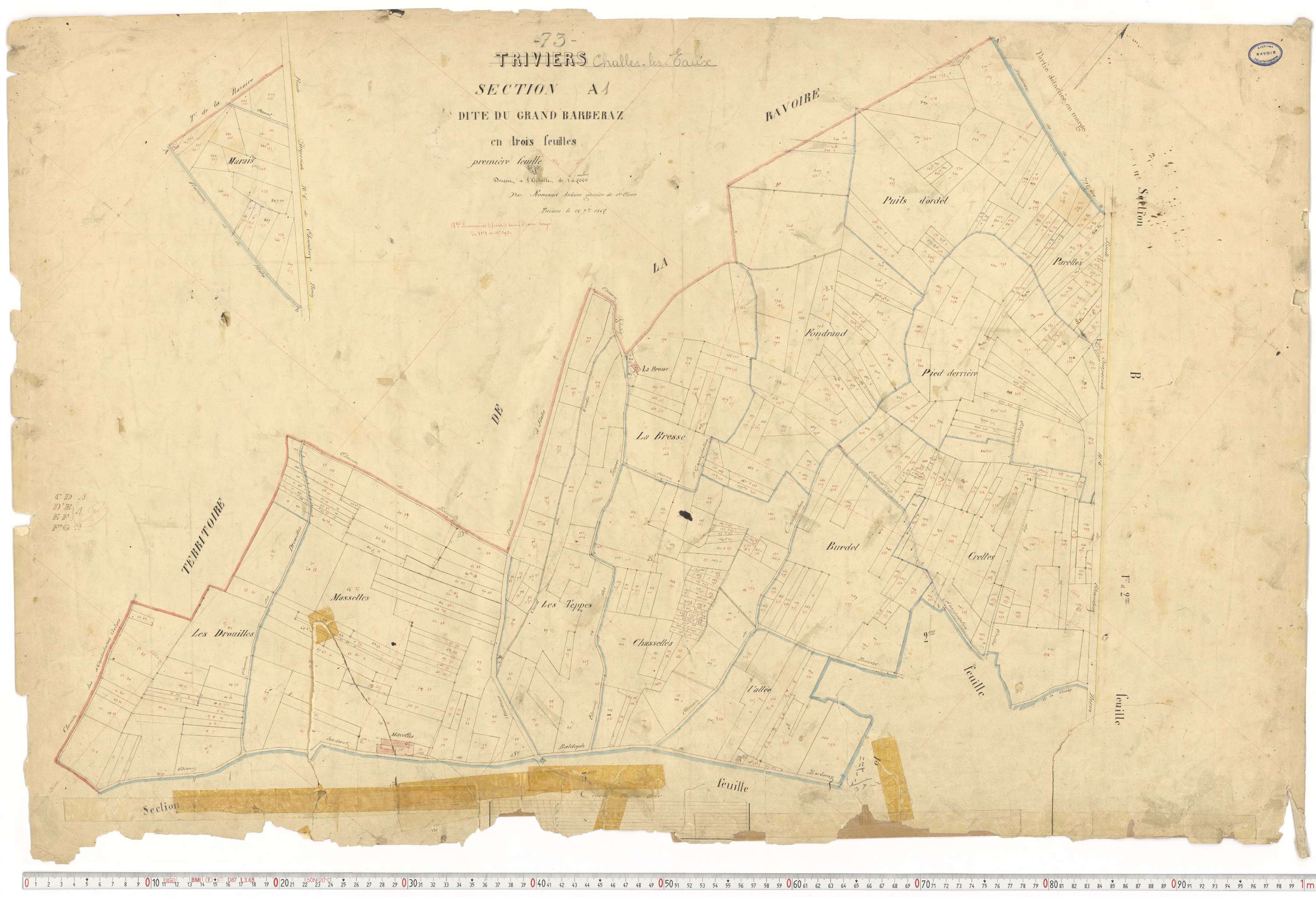 Challes-les-Eaux - Plans cadastraux du premier cadastre français.
