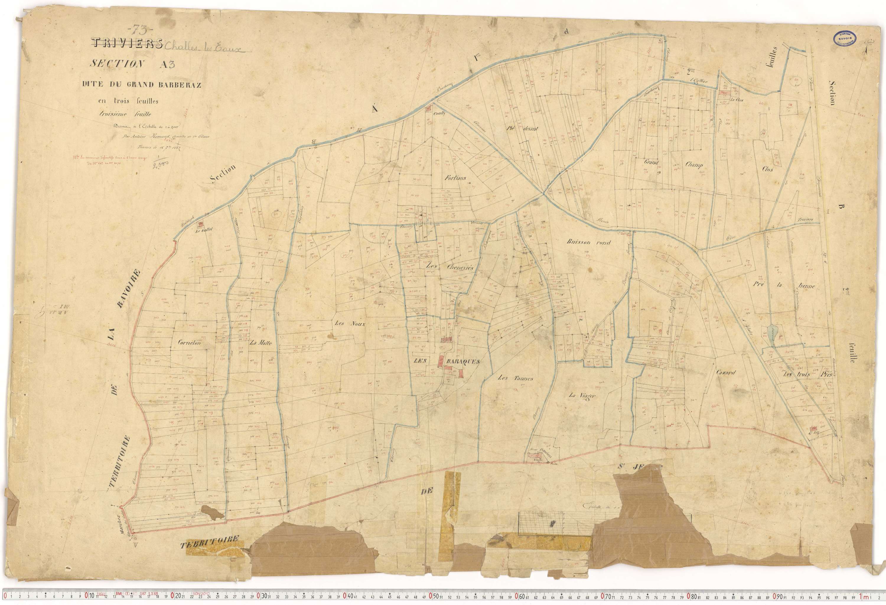 Challes-les-Eaux - Plans cadastraux du premier cadastre français.