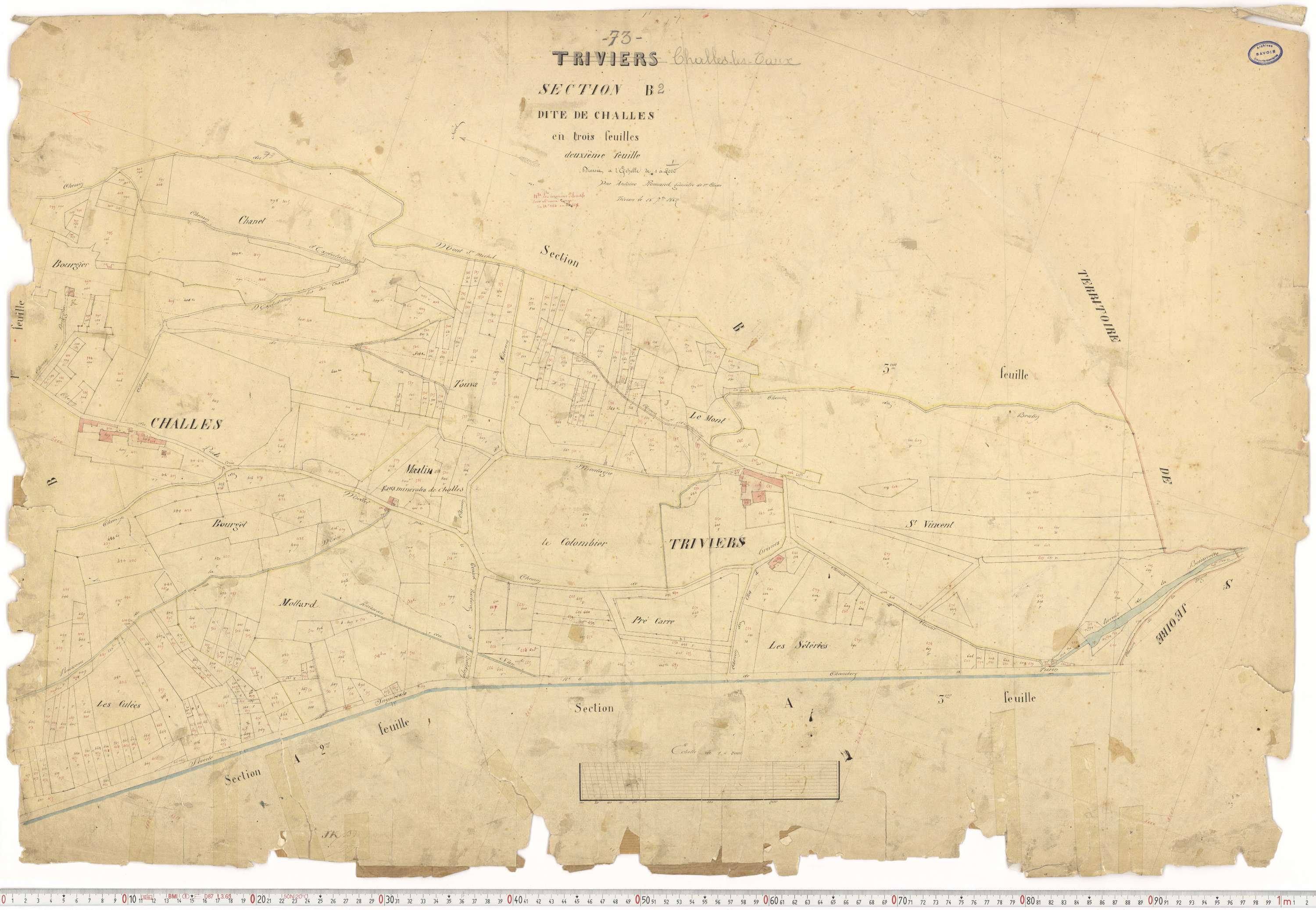 Challes-les-Eaux - Plans cadastraux du premier cadastre français.