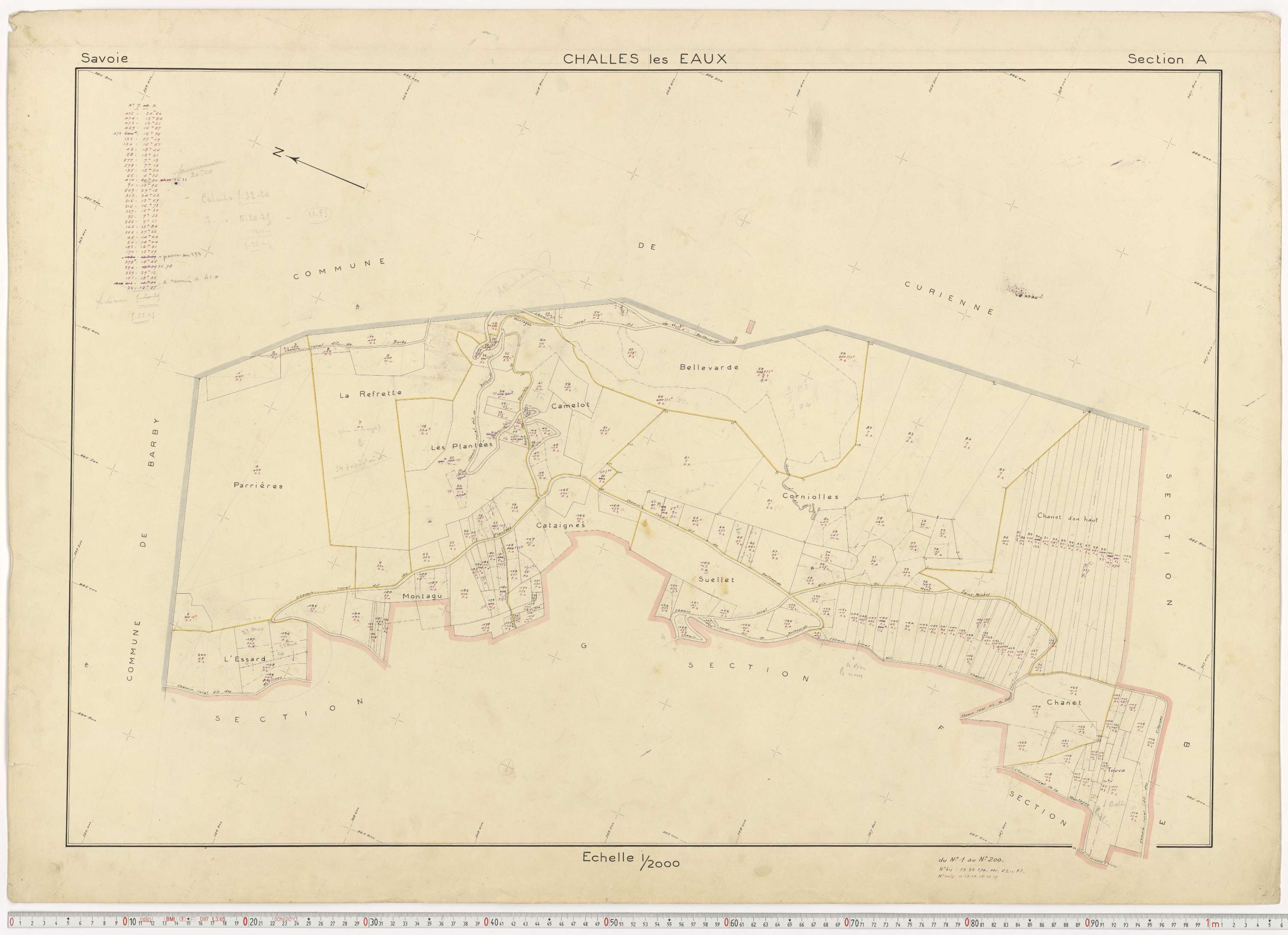 Challes-les-Eaux - Plans cadastraux du cadastre rénové en 1955 et mis à jour en 1988.