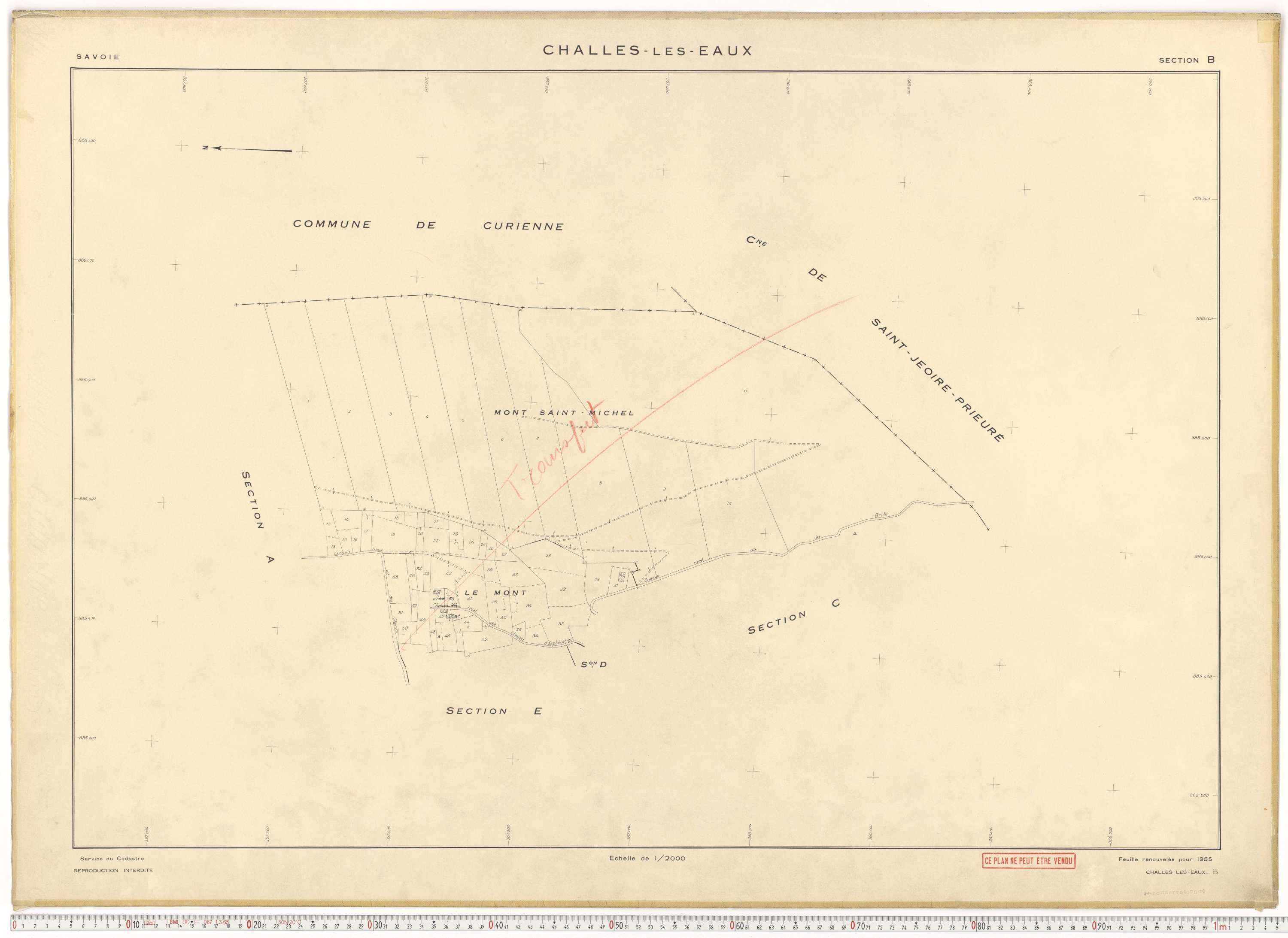 Challes-les-Eaux - Plans cadastraux du cadastre rénové en 1955 et mis à jour en 1988.