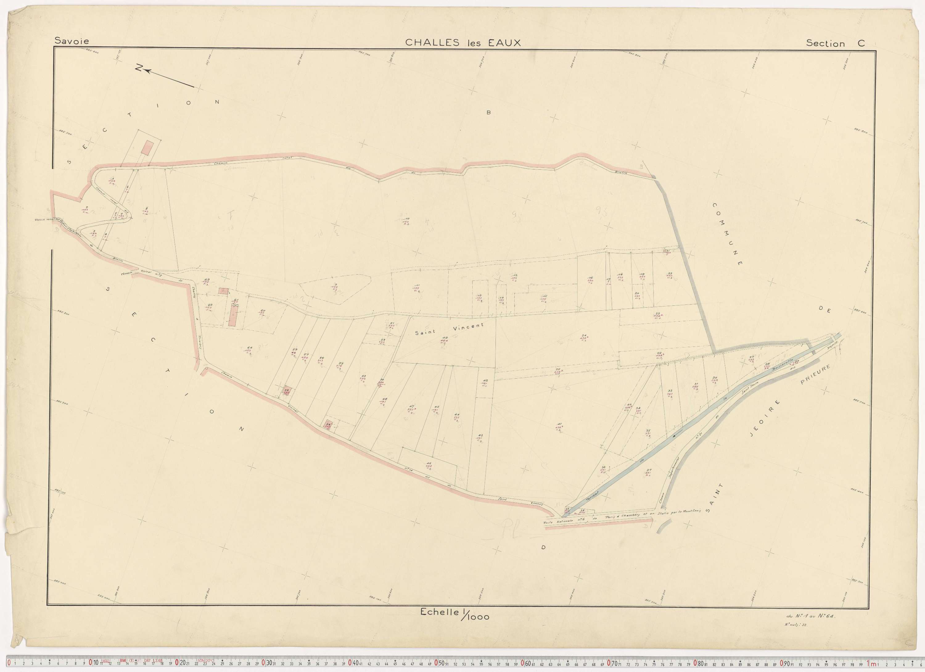 Challes-les-Eaux - Plans cadastraux du cadastre rénové en 1955 et mis à jour en 1988.