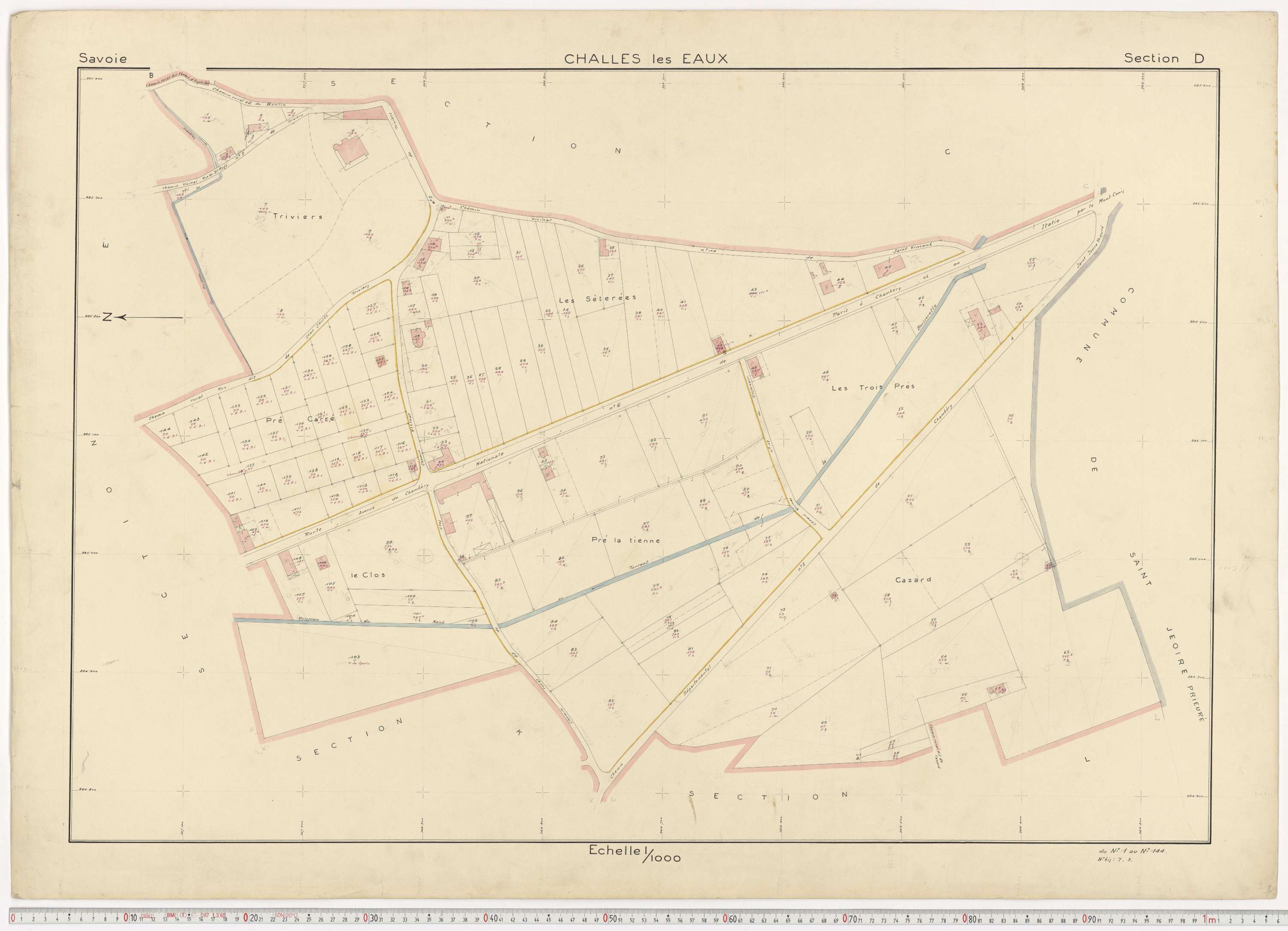 Challes-les-Eaux - Plans cadastraux du cadastre rénové en 1955 et mis à jour en 1988.