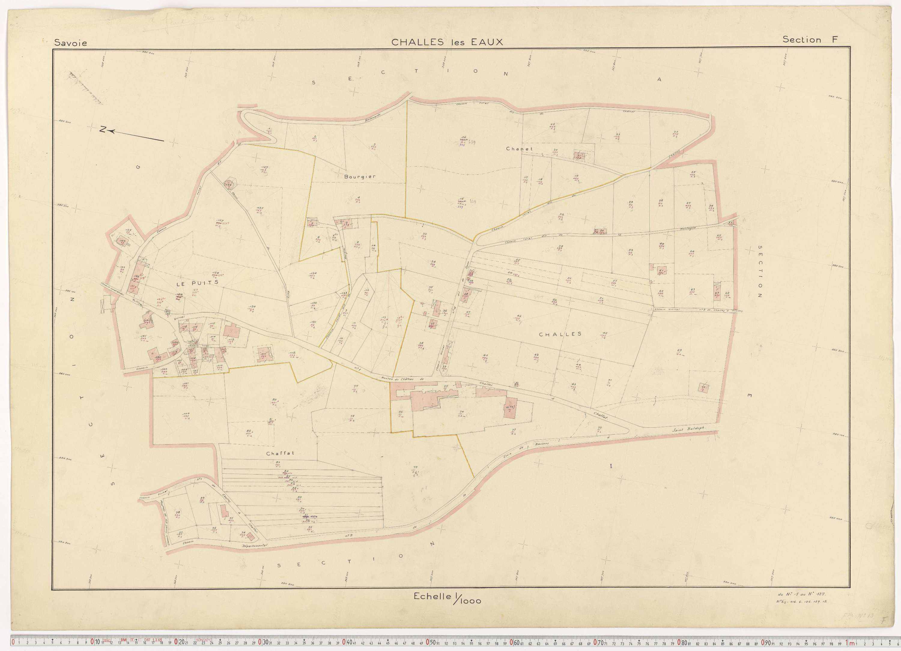 Challes-les-Eaux - Plans cadastraux du cadastre rénové en 1955 et mis à jour en 1988.