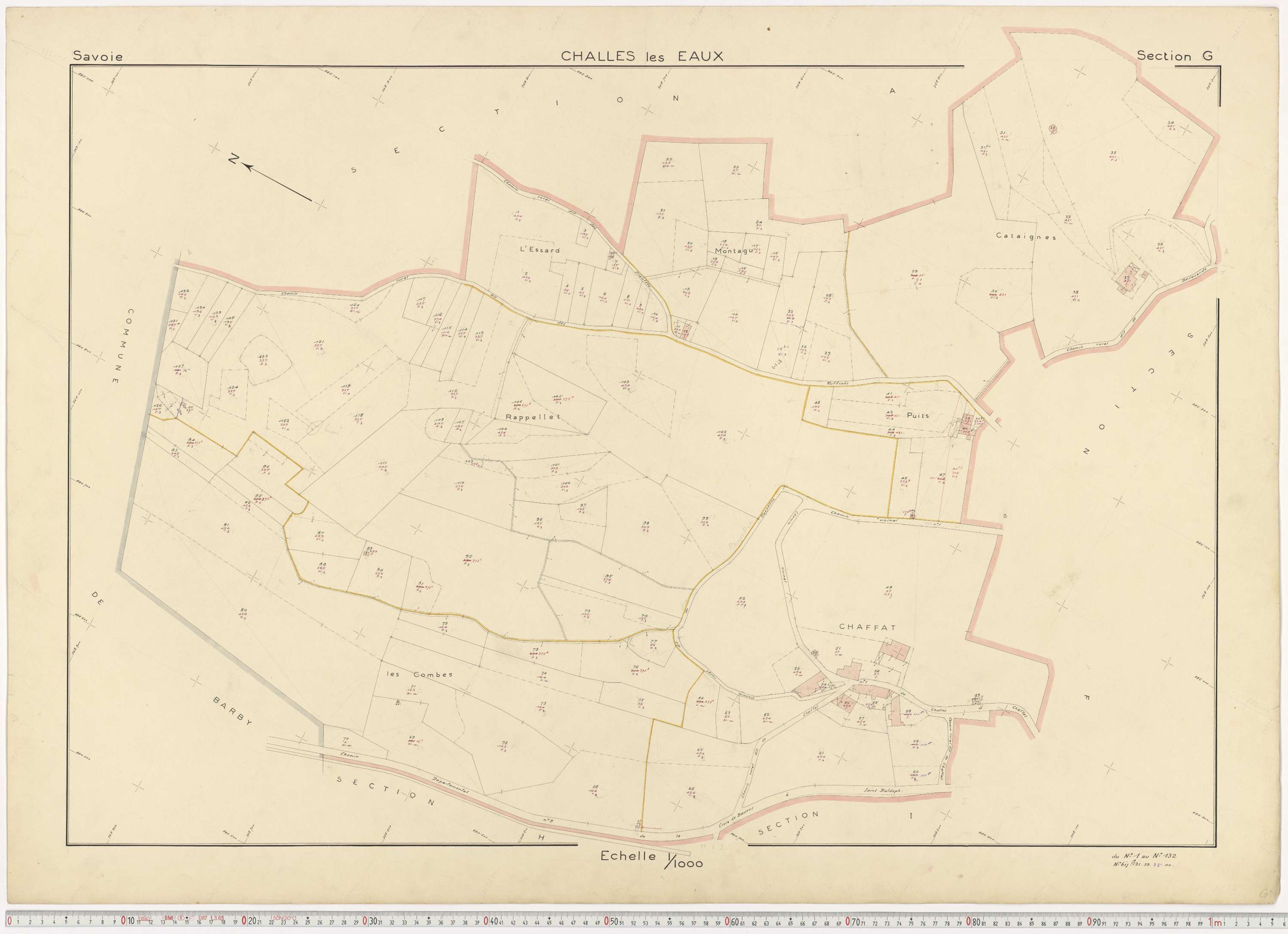 Challes-les-Eaux - Plans cadastraux du cadastre rénové en 1955 et mis à jour en 1988.