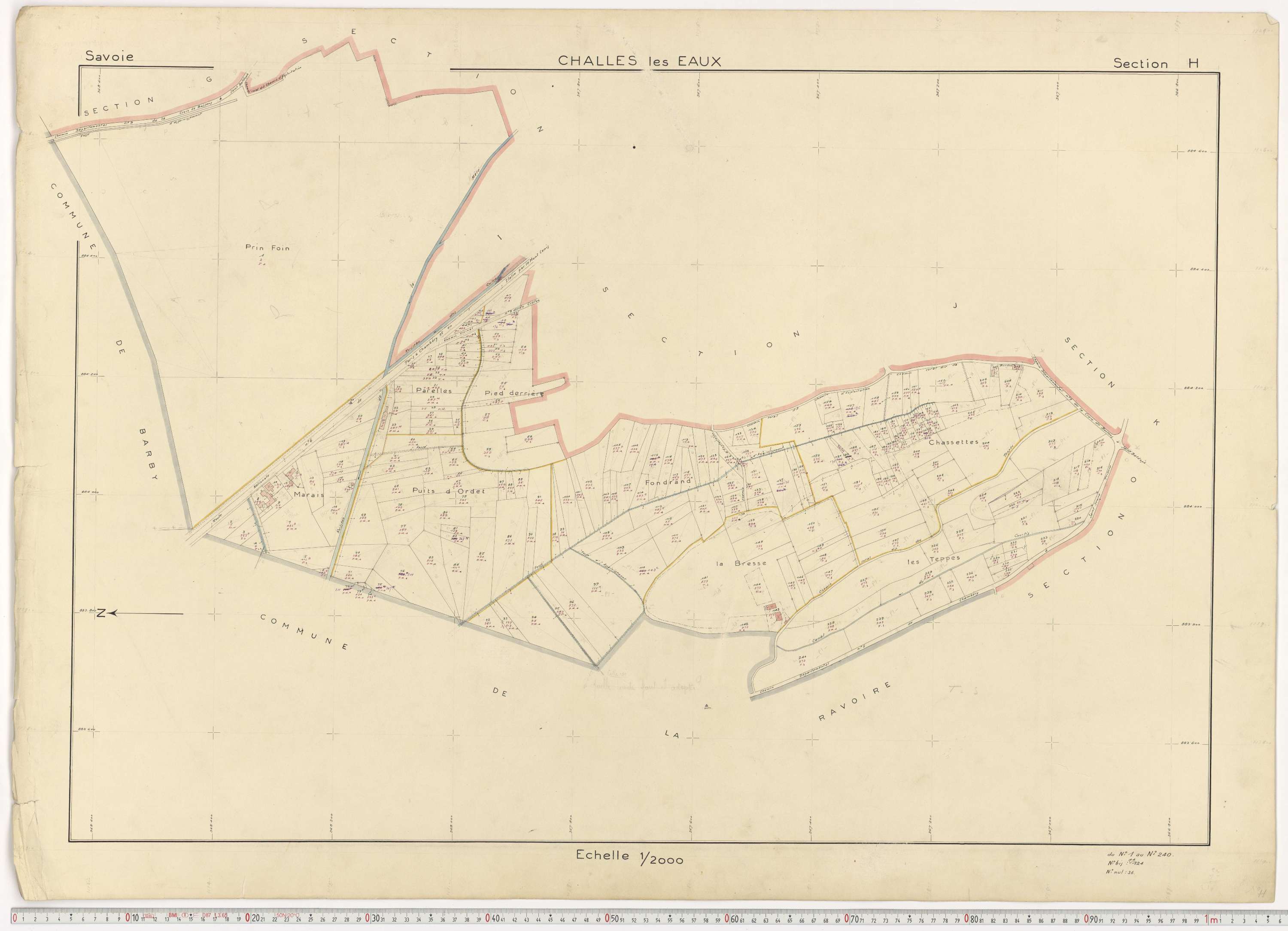 Challes-les-Eaux - Plans cadastraux du cadastre rénové en 1955 et mis à jour en 1988.