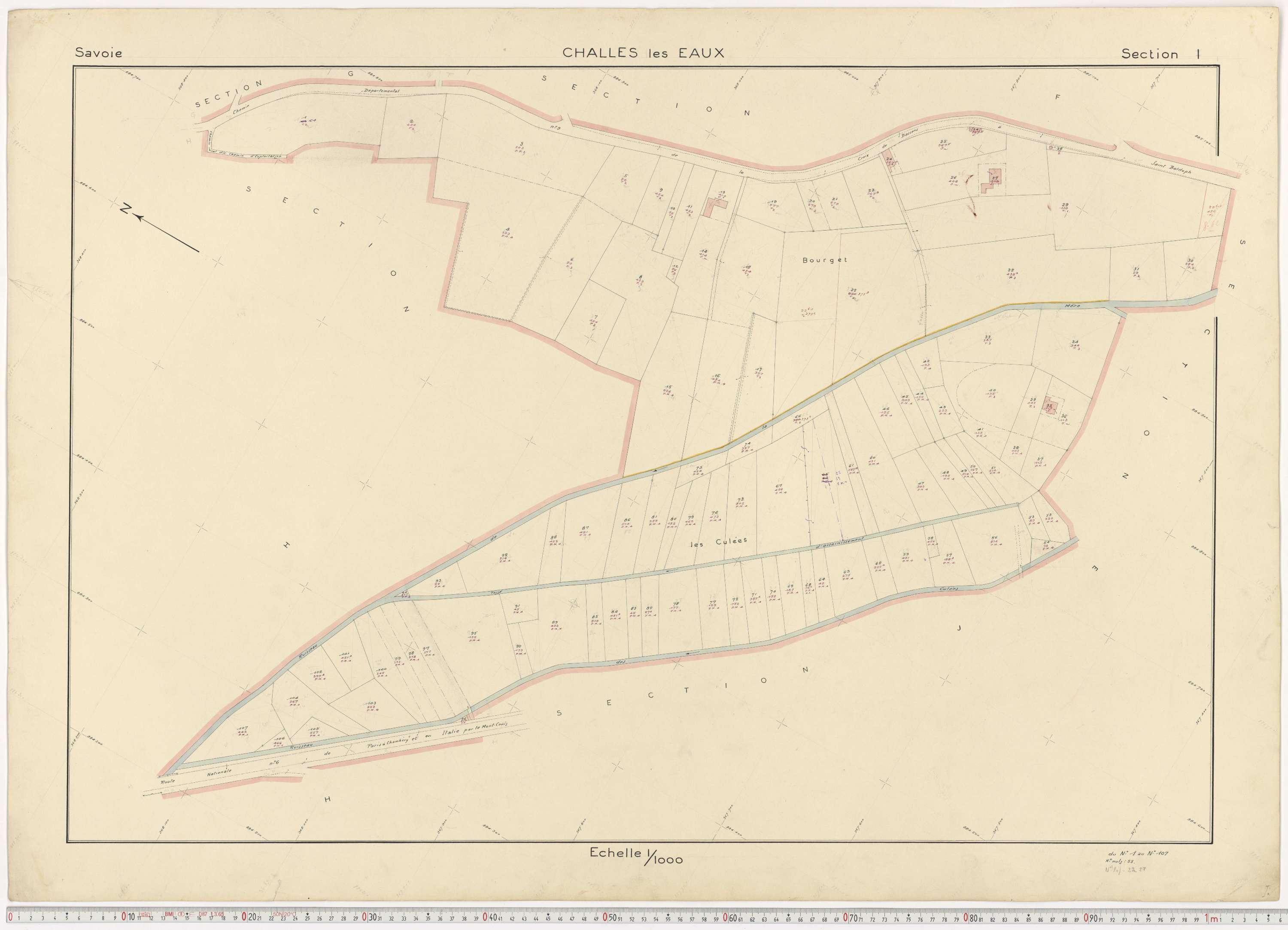 Challes-les-Eaux - Plans cadastraux du cadastre rénové en 1955 et mis à jour en 1988.