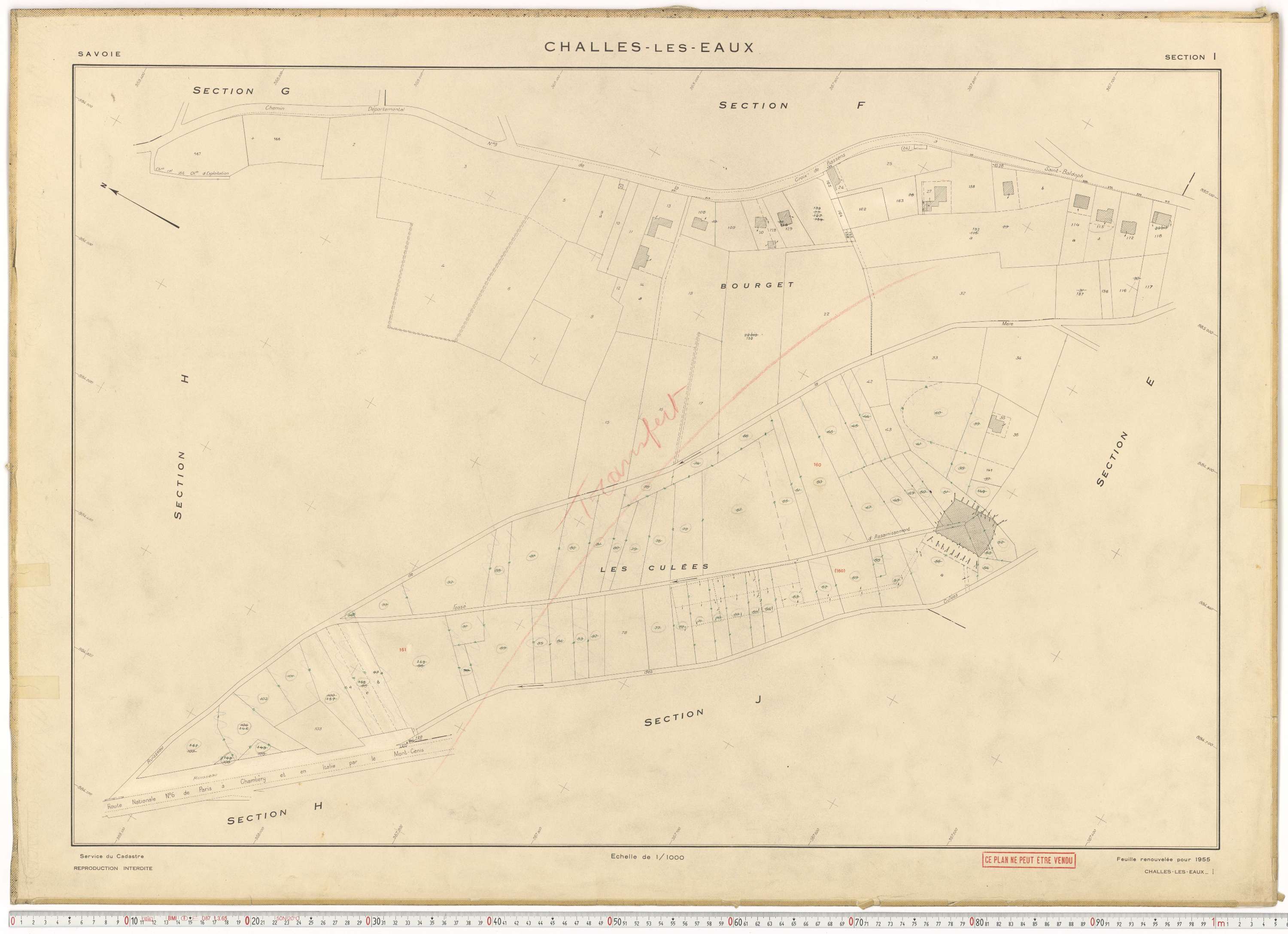 Challes-les-Eaux - Plans cadastraux du cadastre rénové en 1955 et mis à jour en 1988.