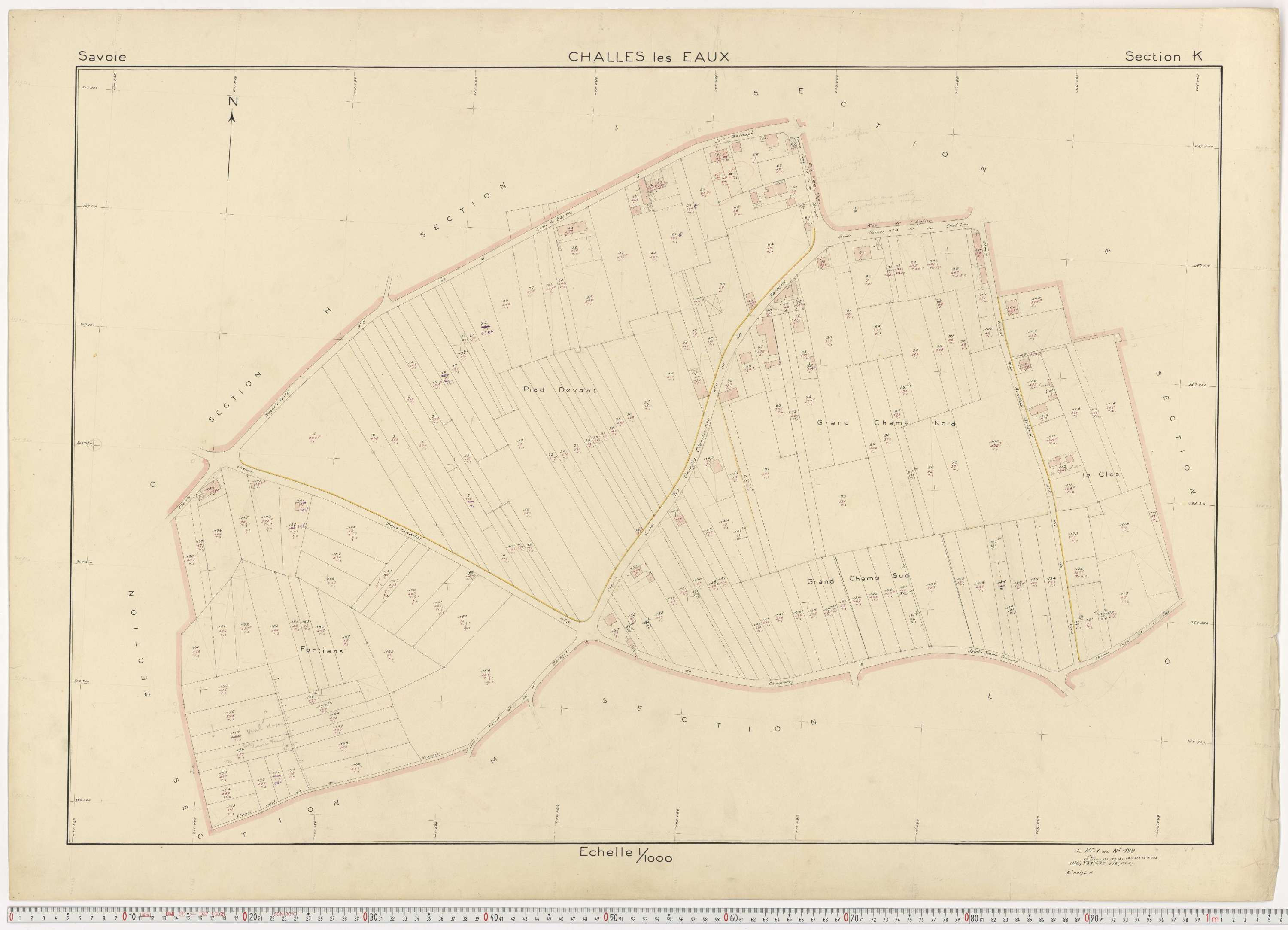 Challes-les-Eaux - Plans cadastraux du cadastre rénové en 1955 et mis à jour en 1988.