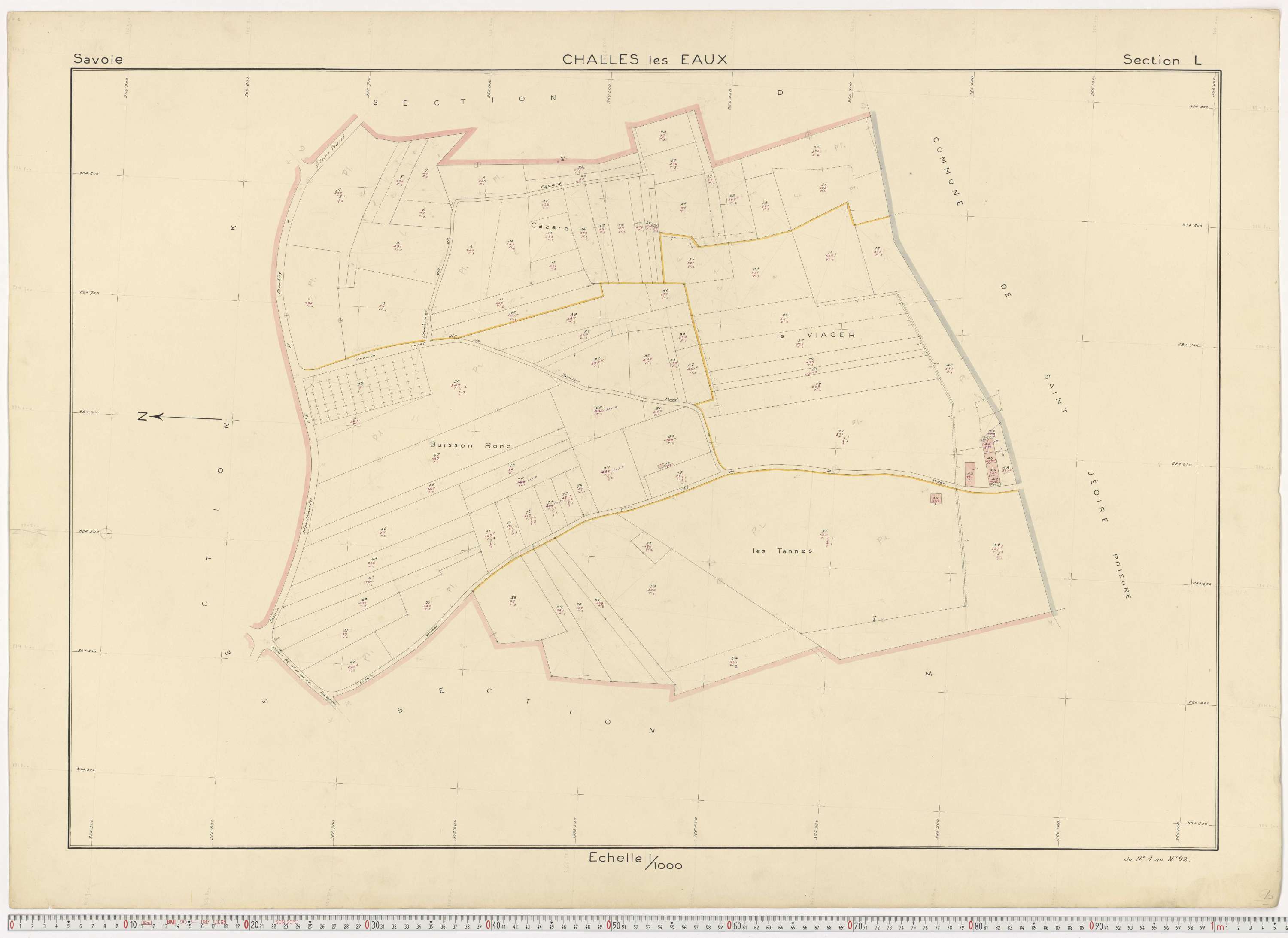 Challes-les-Eaux - Plans cadastraux du cadastre rénové en 1955 et mis à jour en 1988.