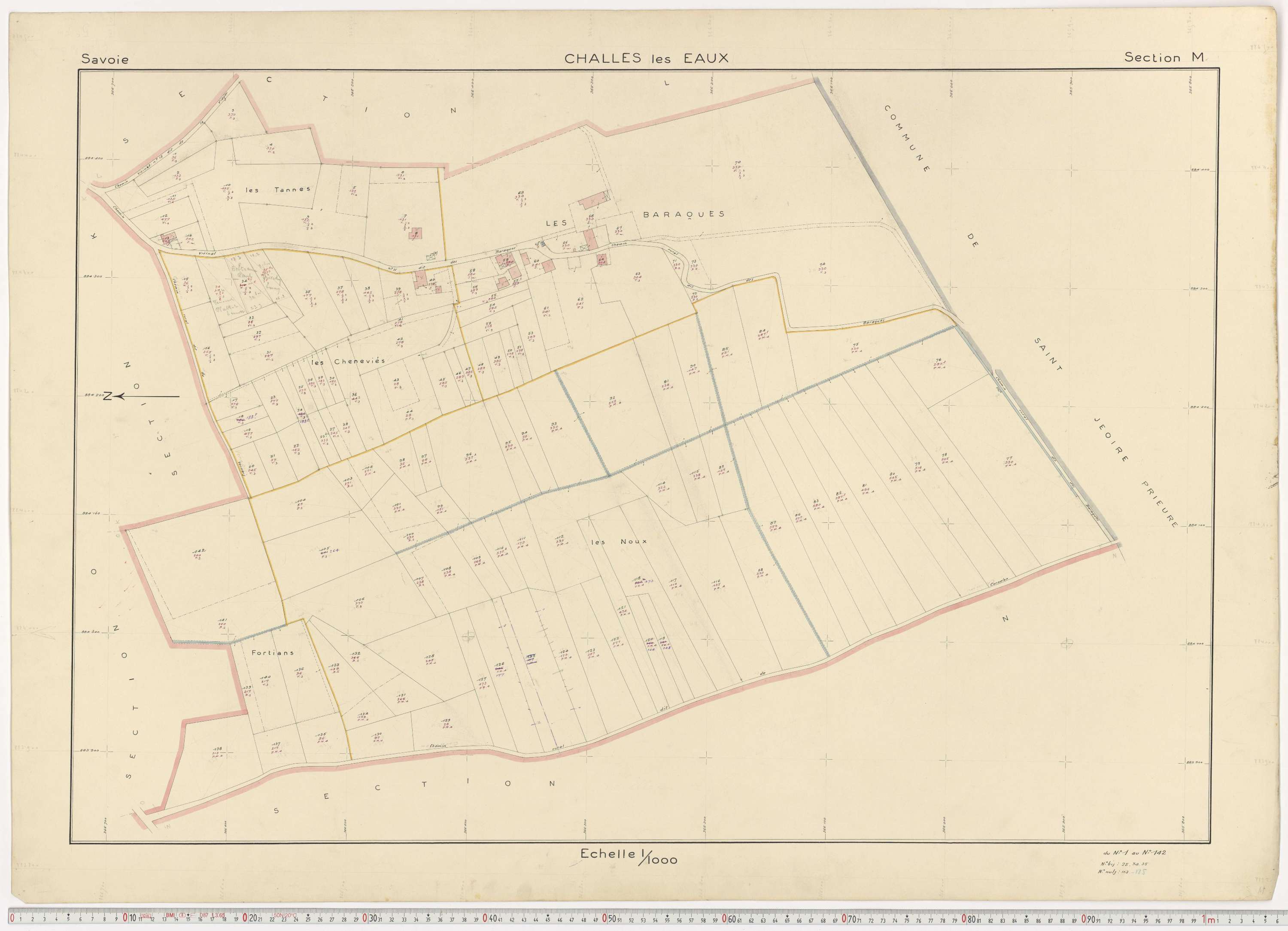 Challes-les-Eaux - Plans cadastraux du cadastre rénové en 1955 et mis à jour en 1988.