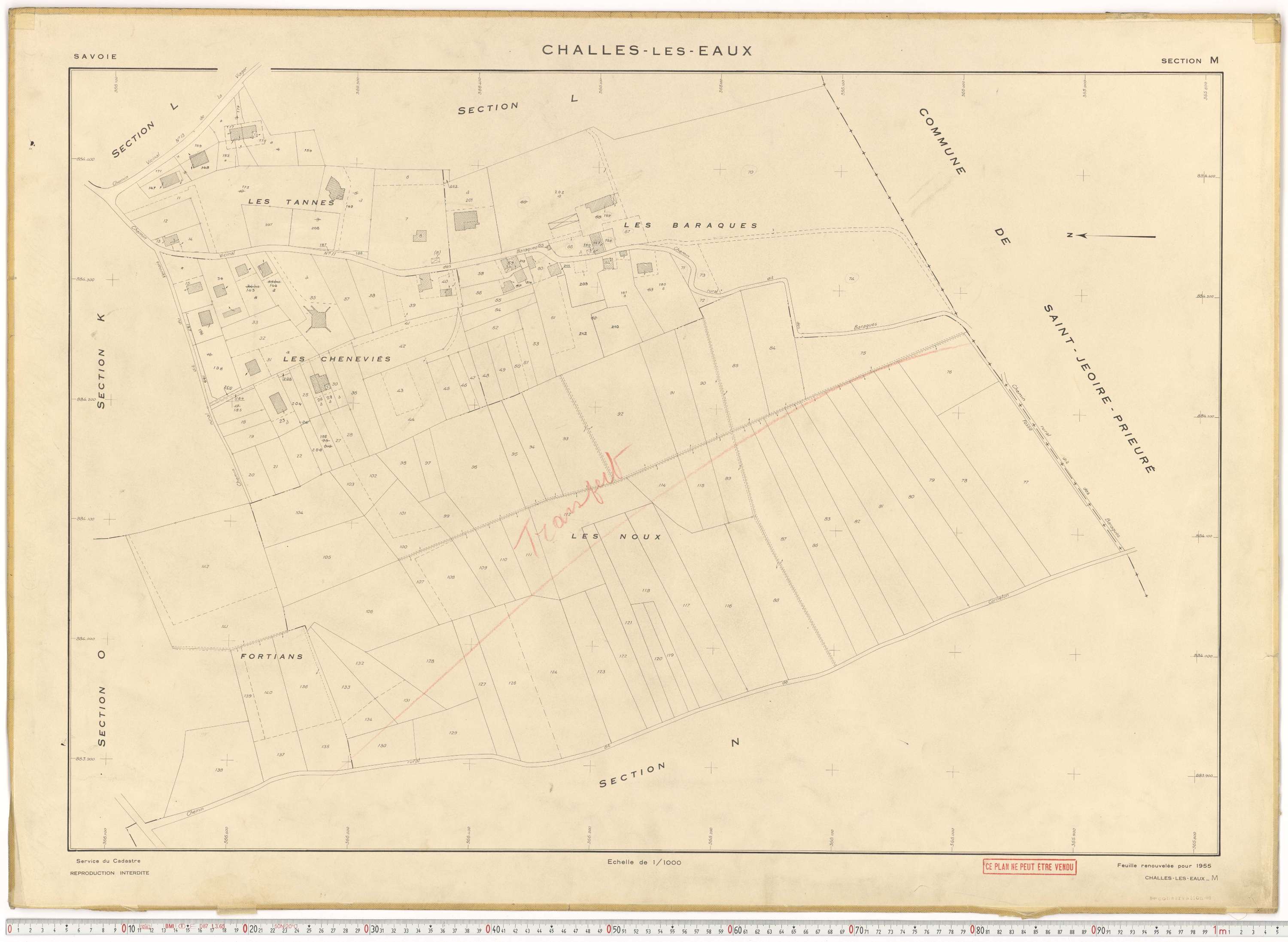 Challes-les-Eaux - Plans cadastraux du cadastre rénové en 1955 et mis à jour en 1988.