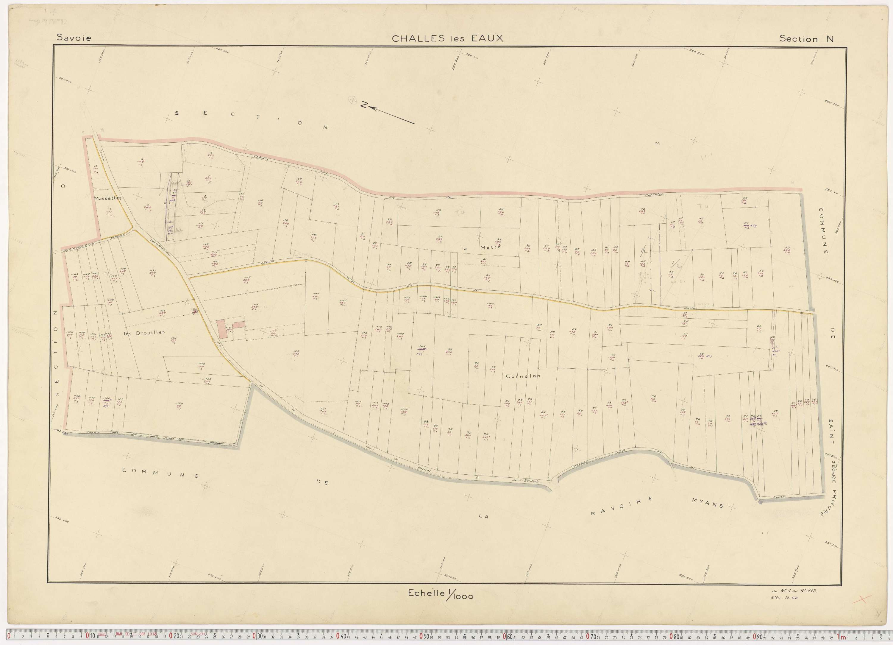 Challes-les-Eaux - Plans cadastraux du cadastre rénové en 1955 et mis à jour en 1988.