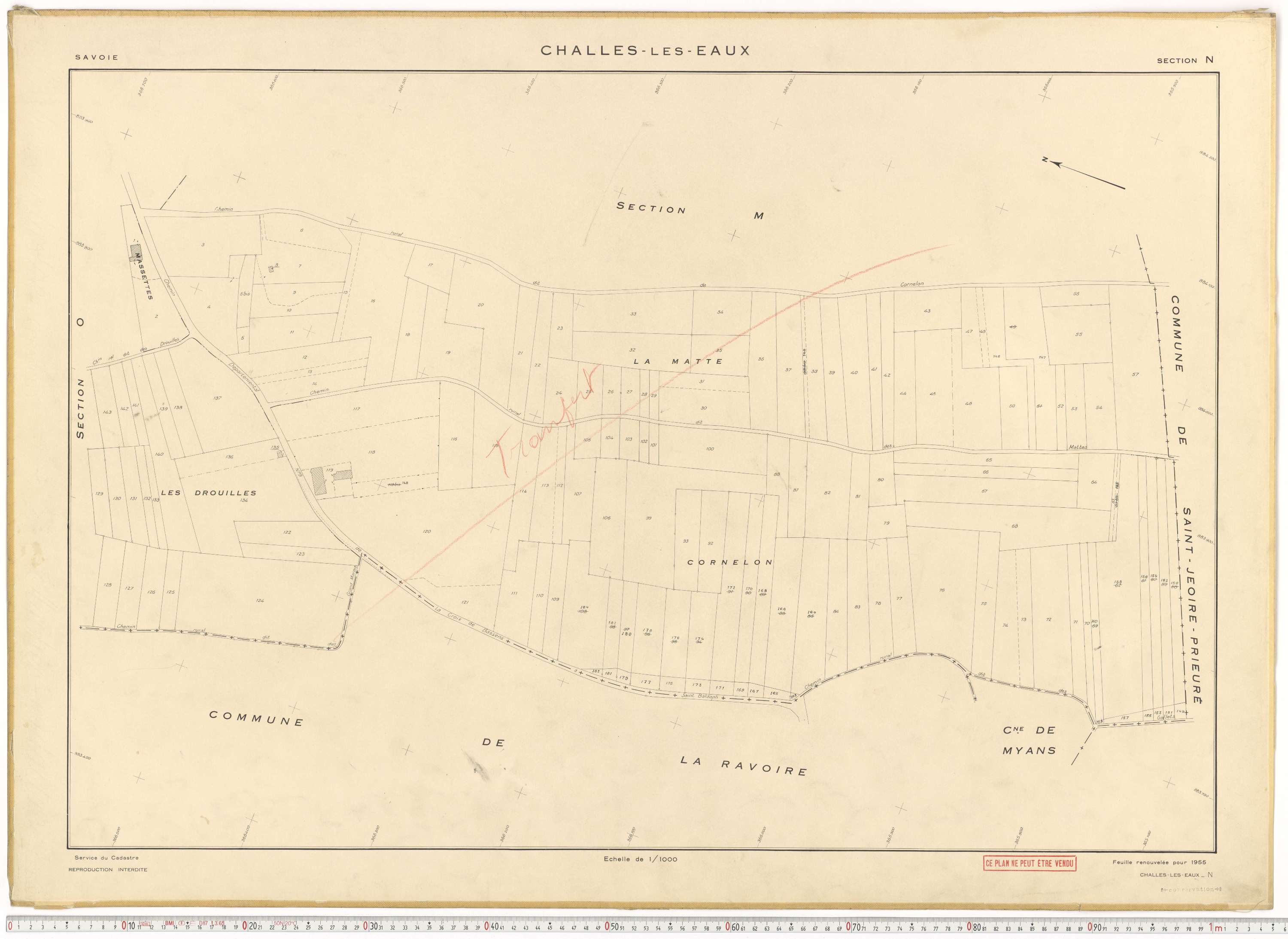 Challes-les-Eaux - Plans cadastraux du cadastre rénové en 1955 et mis à jour en 1988.