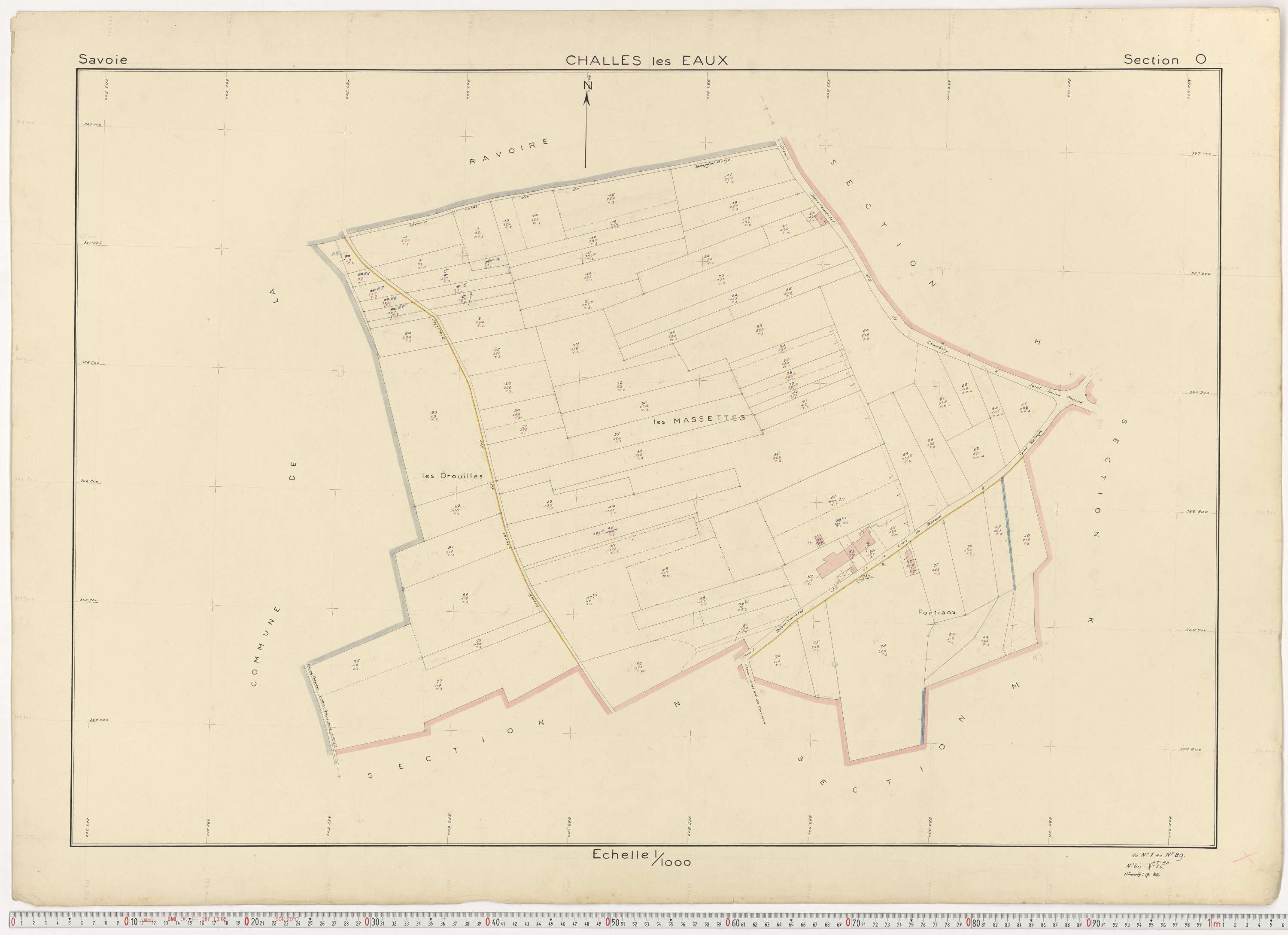 Challes-les-Eaux - Plans cadastraux du cadastre rénové en 1955 et mis à jour en 1988.