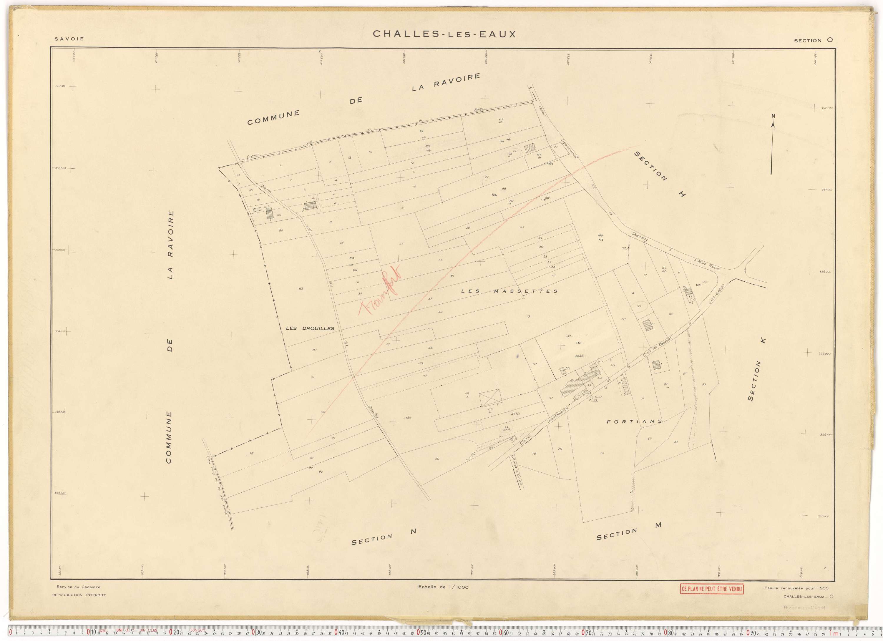 Challes-les-Eaux - Plans cadastraux du cadastre rénové en 1955 et mis à jour en 1988.