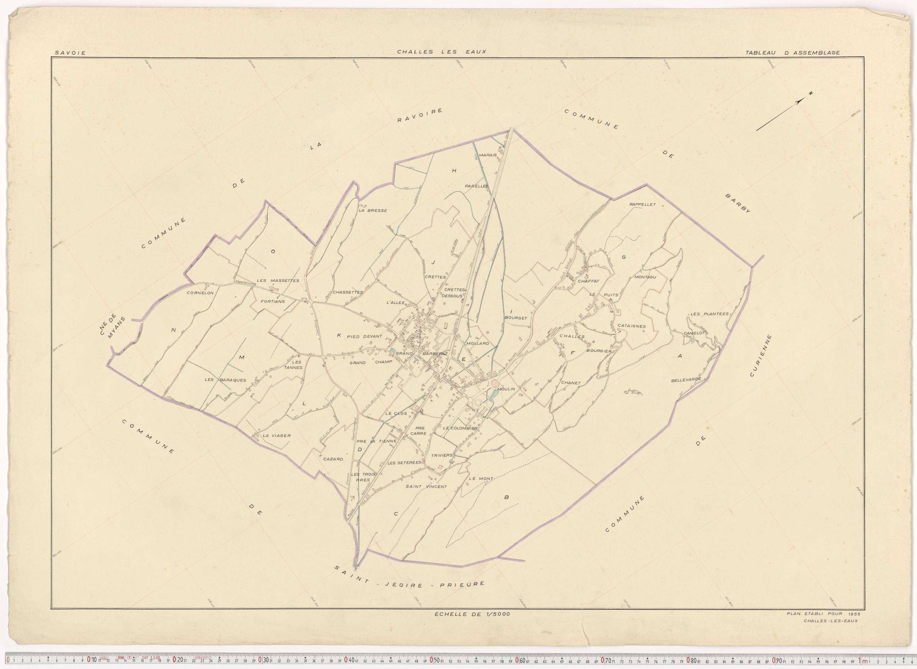 Challes-les-Eaux - Plans cadastraux du cadastre rénové en 1955 et mis à jour en 1988.
