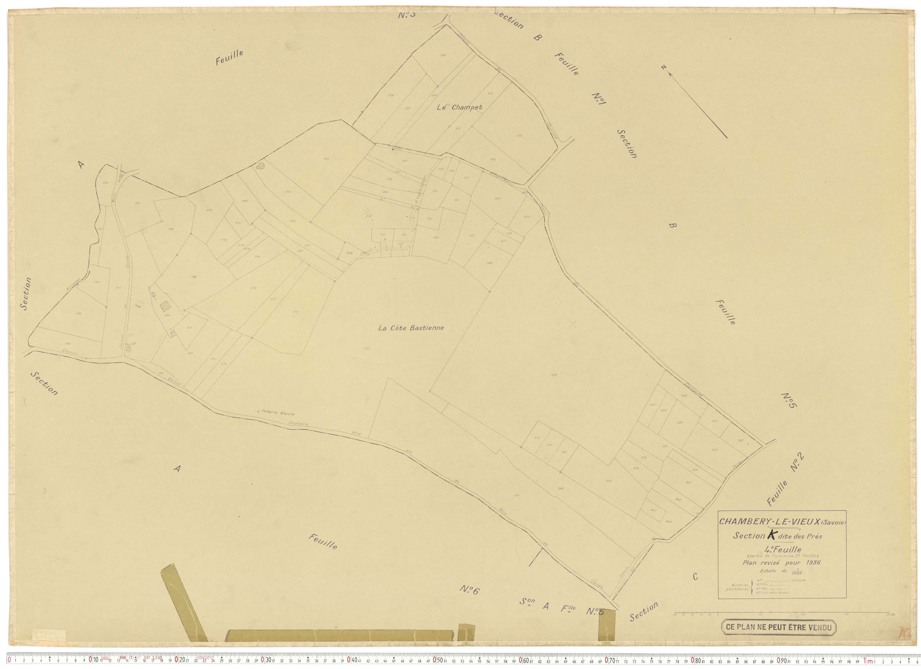 Chambéry - Plans cadastraux du cadastre rénové en 1936 et mis à jour en 1988.