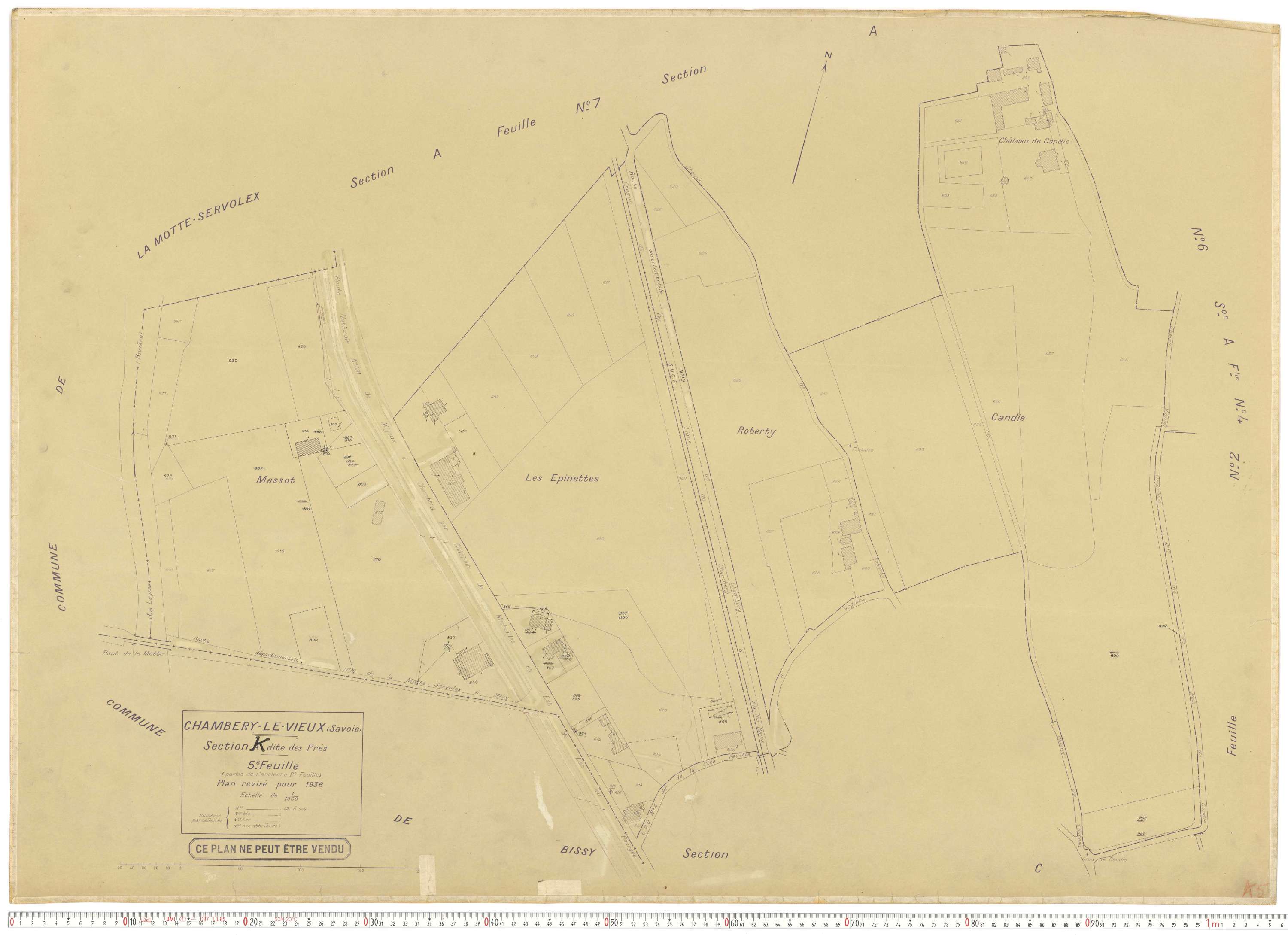 Chambéry - Plans cadastraux du cadastre rénové en 1936 et mis à jour en 1988.