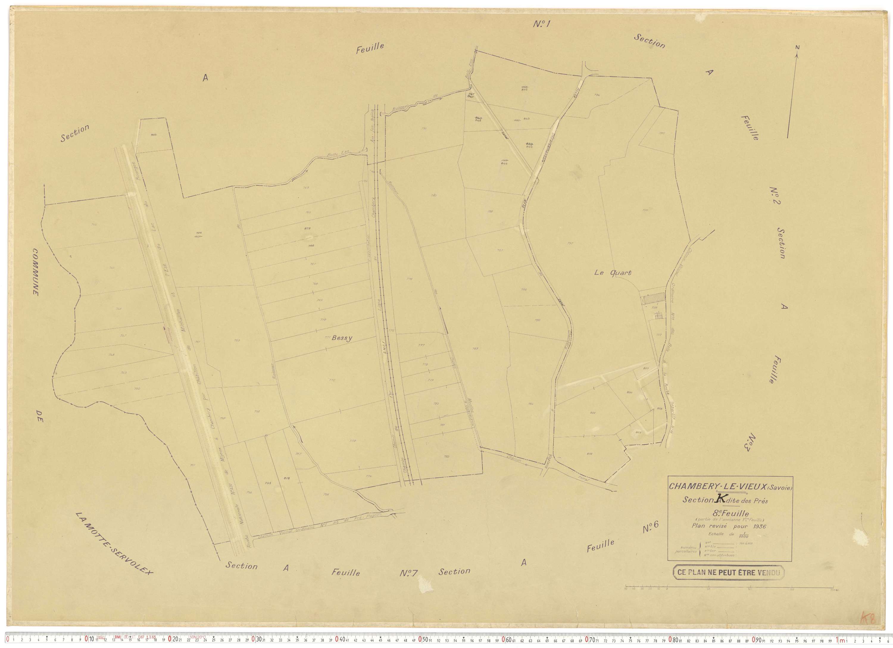 Chambéry - Plans cadastraux du cadastre rénové en 1936 et mis à jour en 1988.