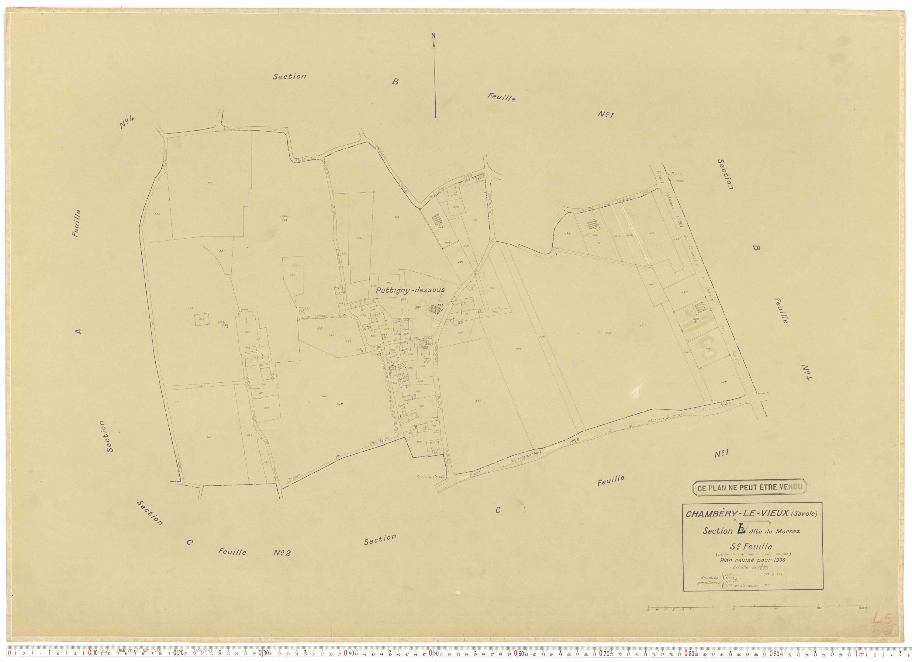 Chambéry - Plans cadastraux du cadastre rénové en 1936 et mis à jour en 1988.