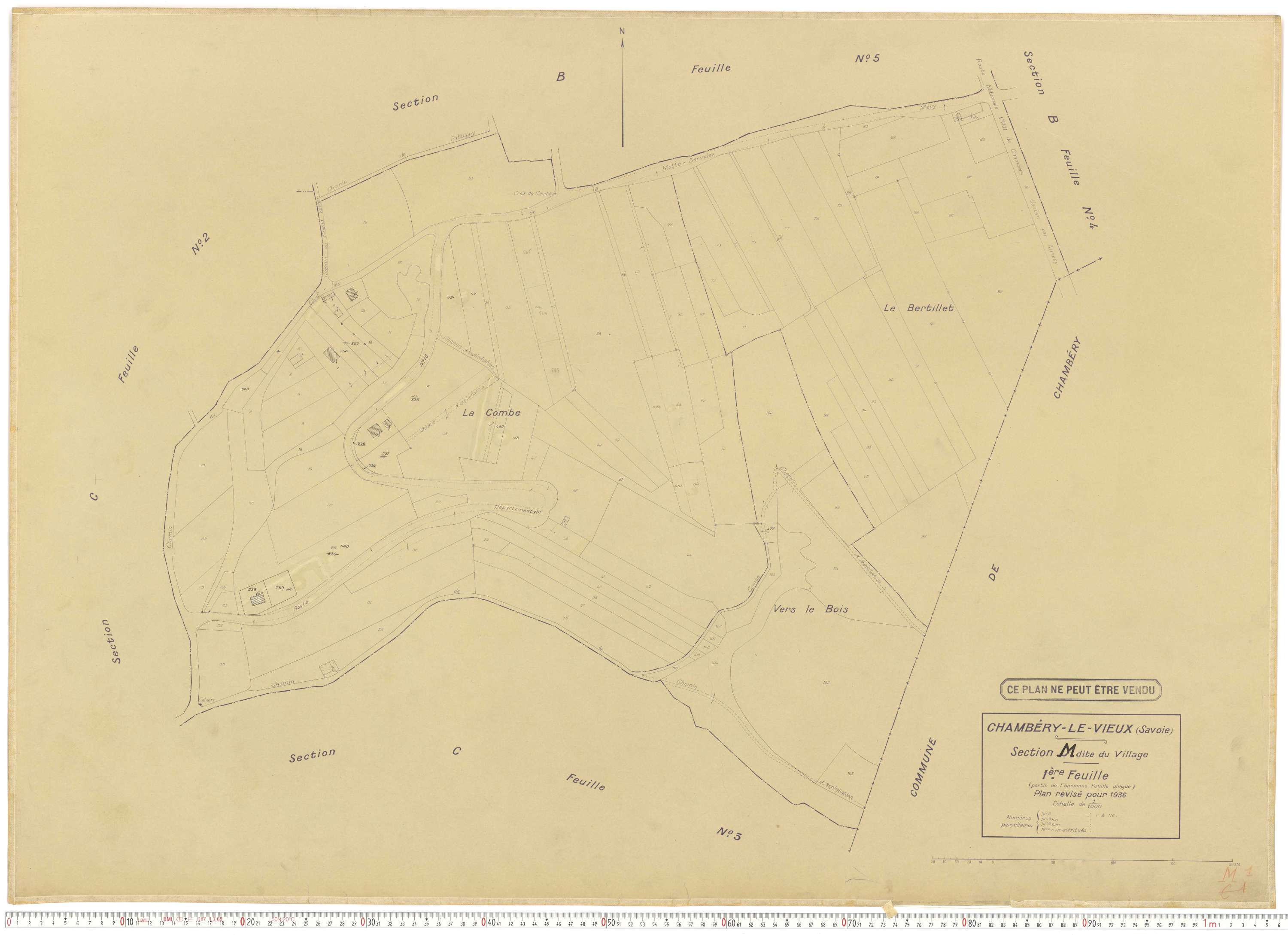 Chambéry - Plans cadastraux du cadastre rénové en 1936 et mis à jour en 1988.