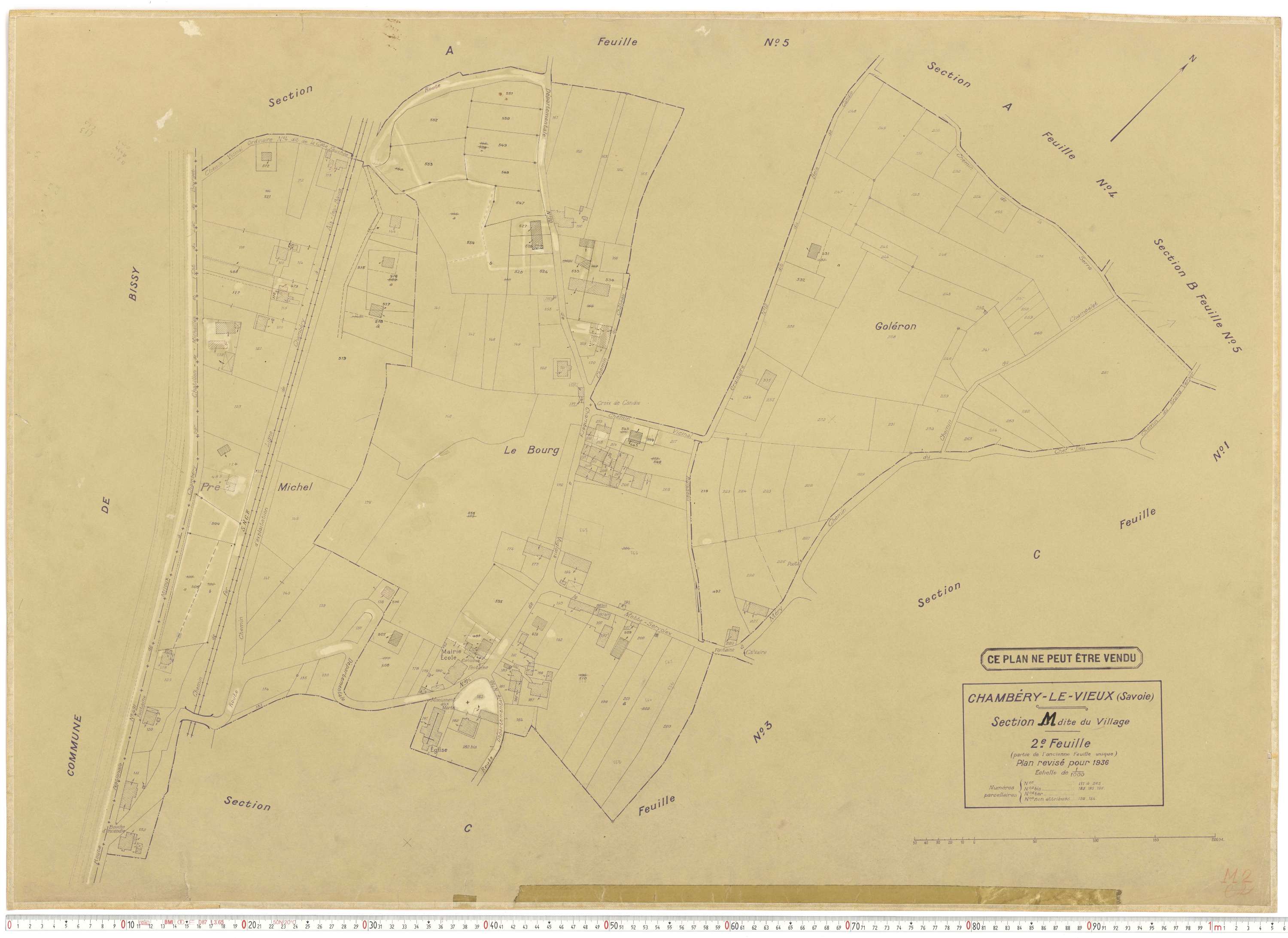 Chambéry - Plans cadastraux du cadastre rénové en 1936 et mis à jour en 1988.