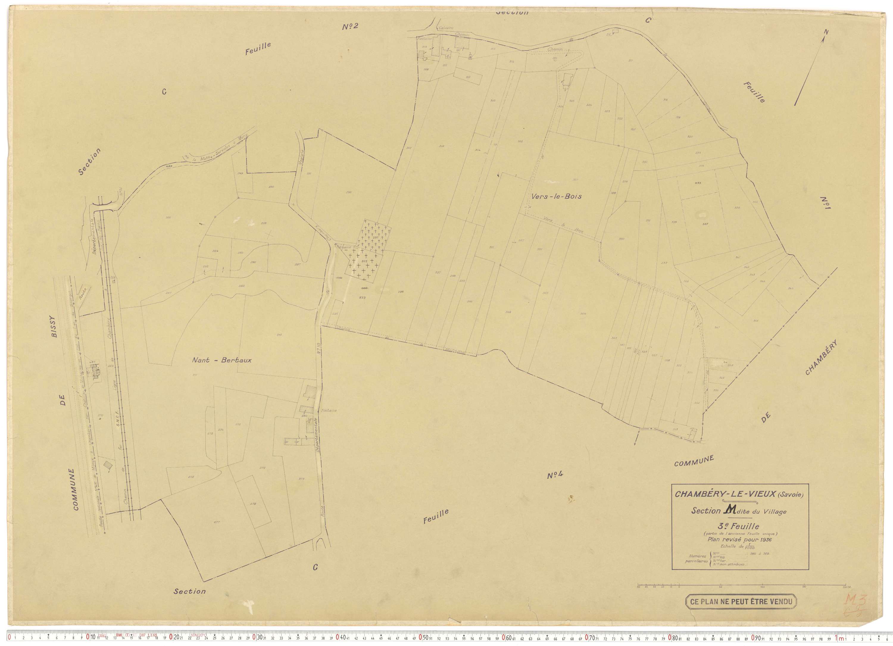 Chambéry - Plans cadastraux du cadastre rénové en 1936 et mis à jour en 1988.