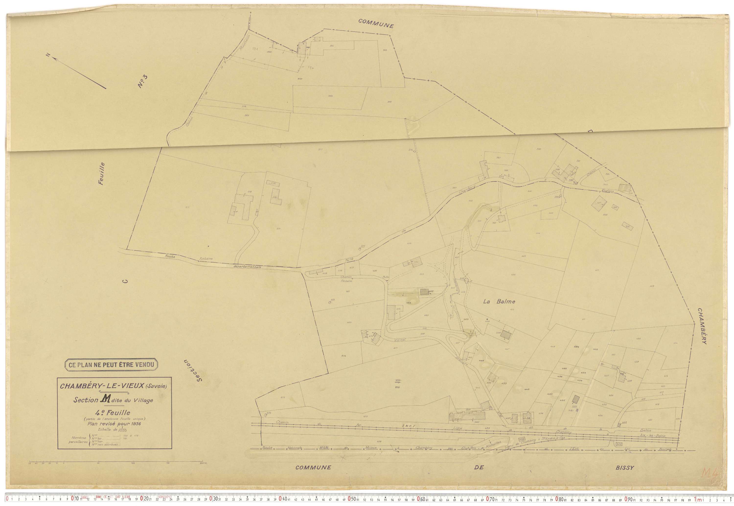 Chambéry - Plans cadastraux du cadastre rénové en 1936 et mis à jour en 1988.