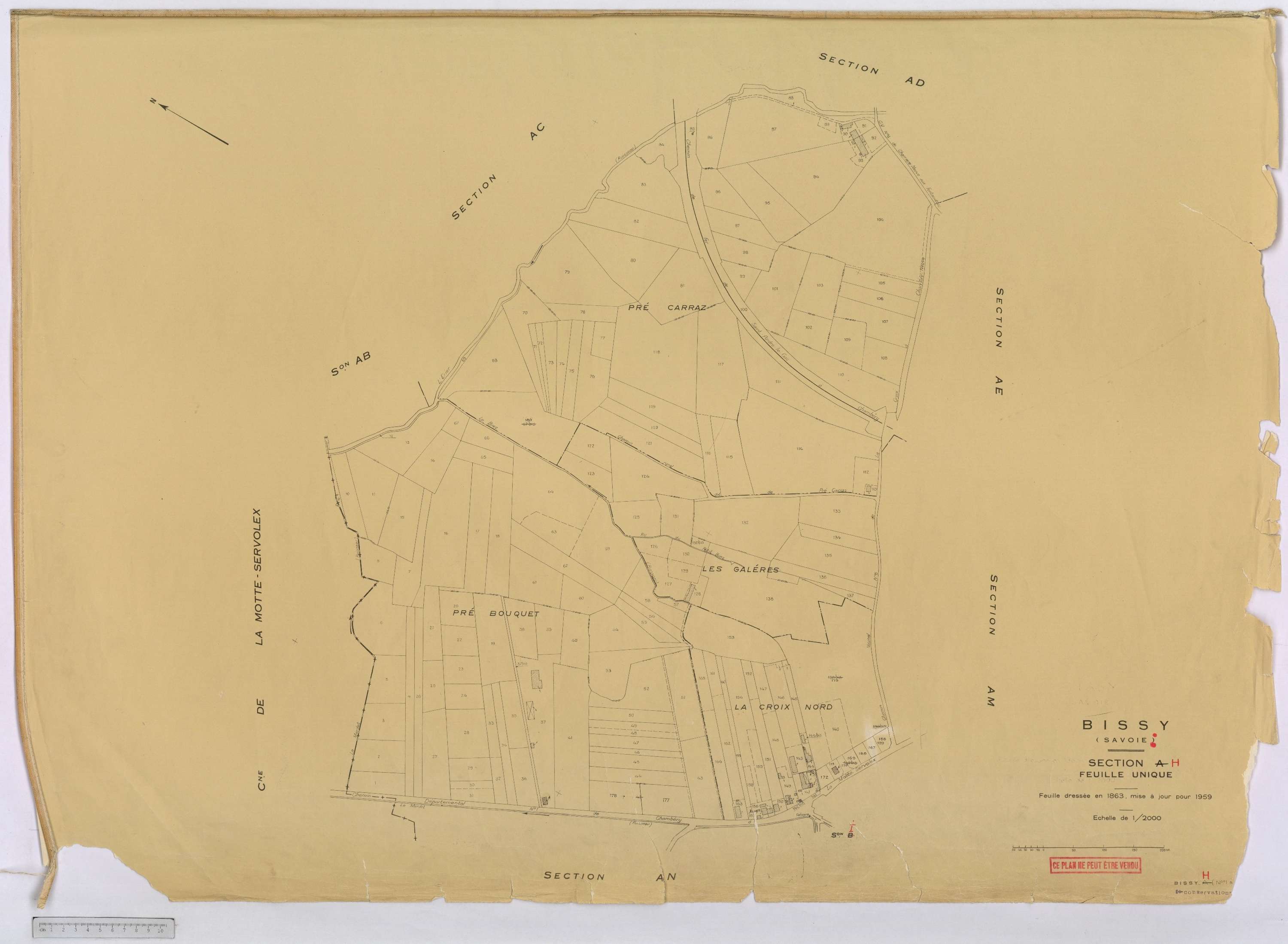 Chambéry - Cadastre rénové, version définitive (1959).