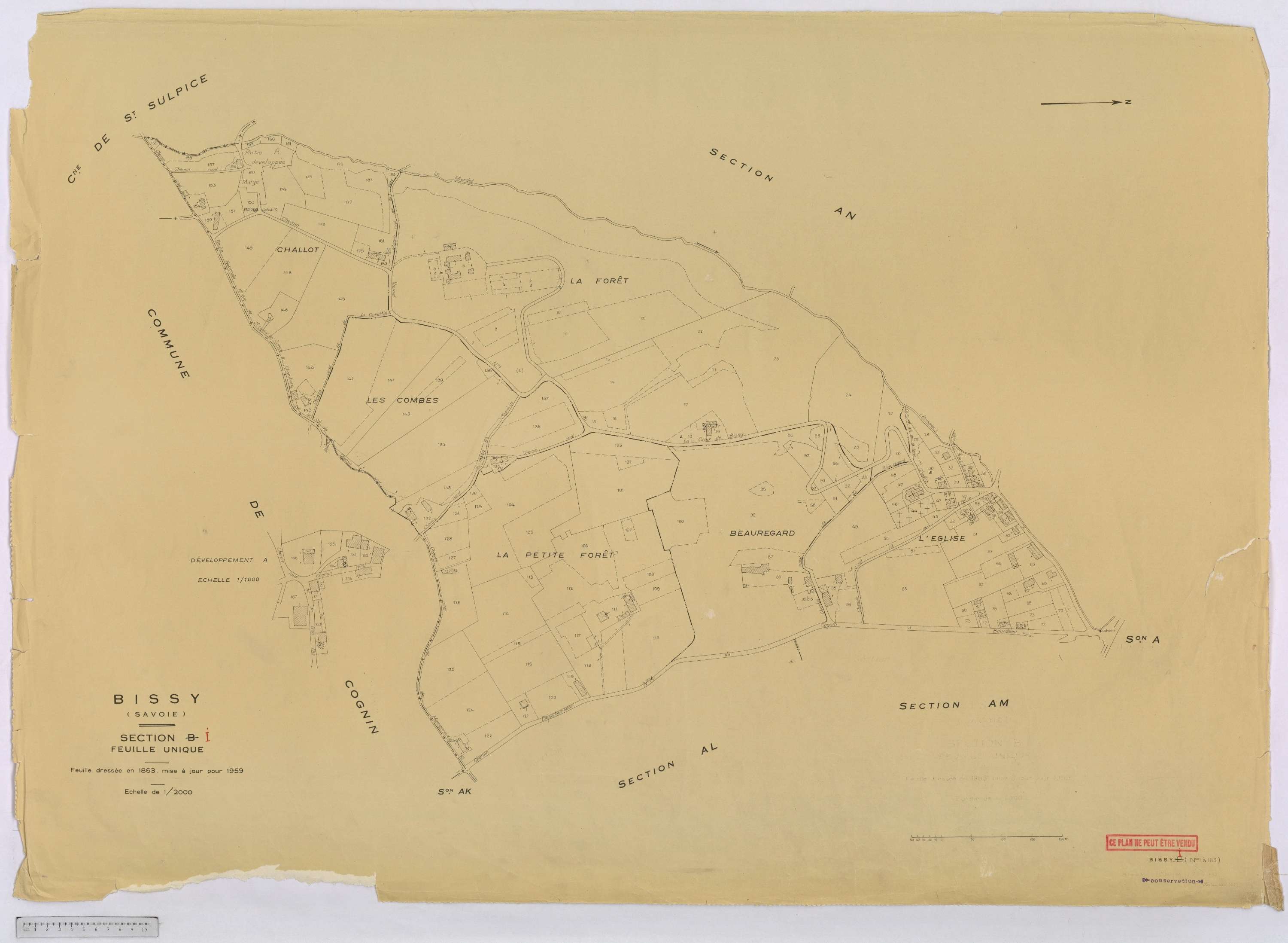 Chambéry - Cadastre rénové, version définitive (1959).