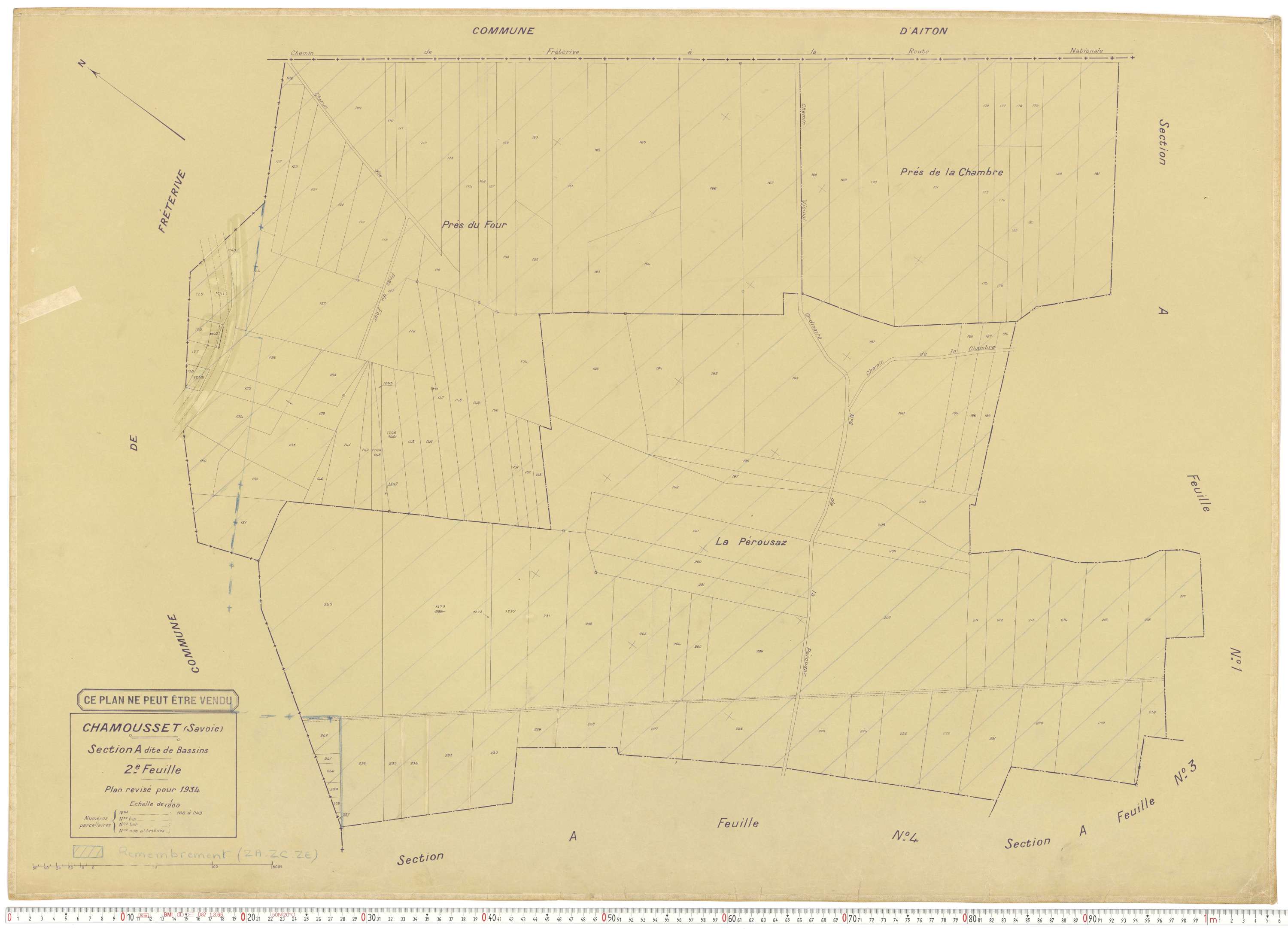 Chamousset - Plans cadastraux du cadastre rénové en 1934 et cadastre remembré en 1988.
